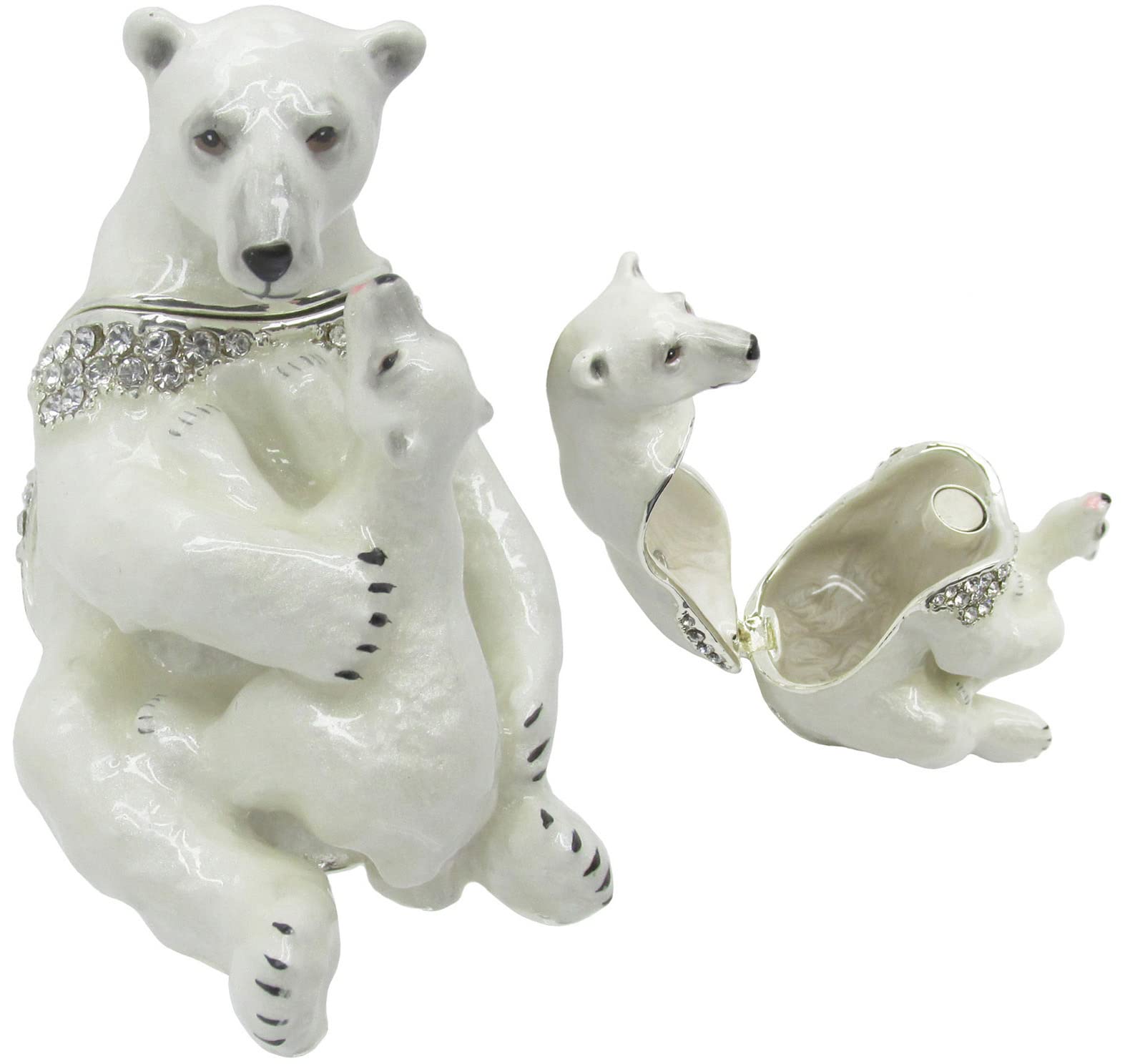 RUCINNI Polar Bear Jeweled Trinket Box - Elegant Jewelry Storage for Rings, Earrings & Small Treasures - Perfect Gift for Christmas, Birthday & Home Decor