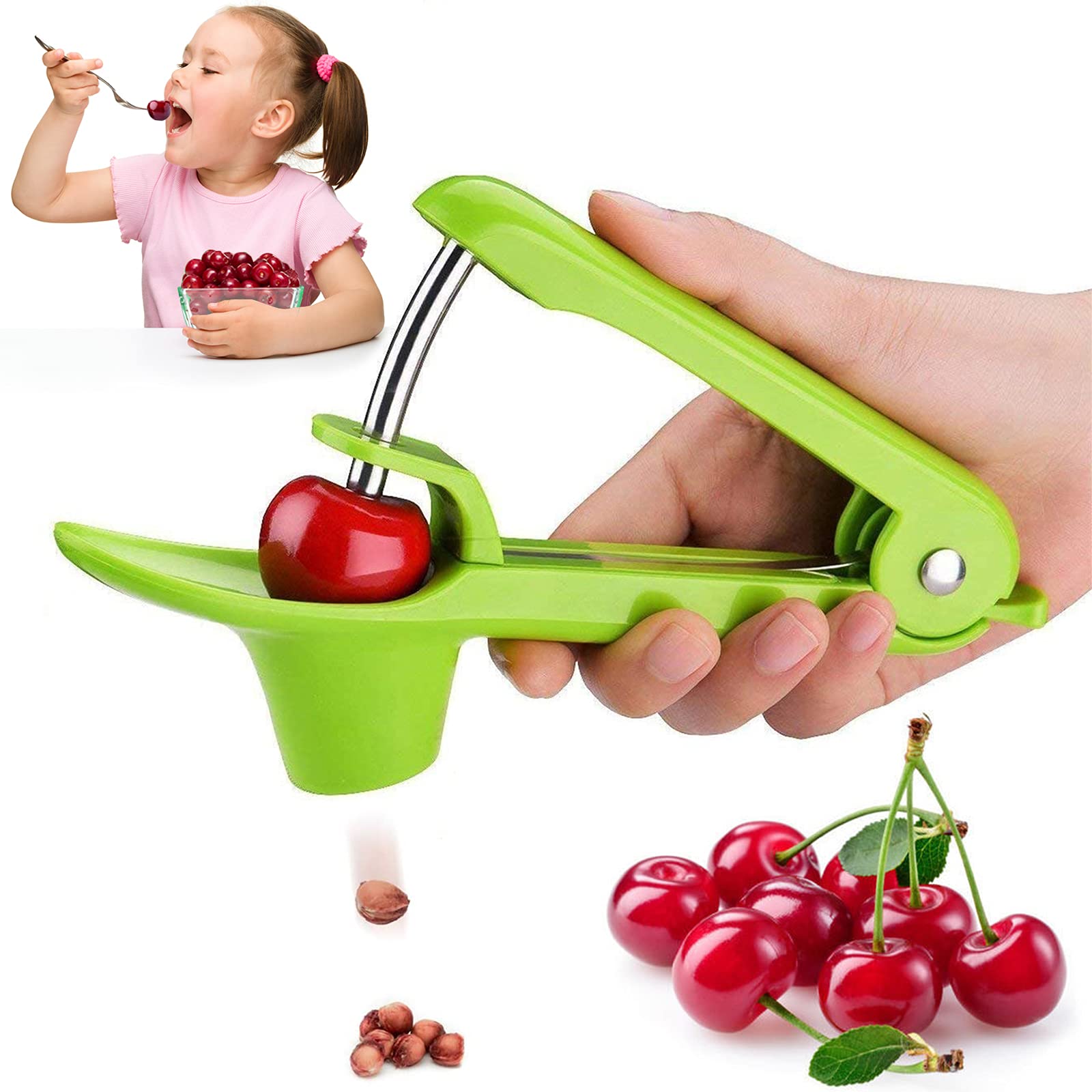 Best Cherry Pitter Tool - Stainless Steel Cherry & Olive Pitter with Stone Remover for Jam Making, Baking, Canning - Compact Lock Design for Easy Storage | Perfect for Home Kitchen, Picnics, and DIY Fruit Preserves