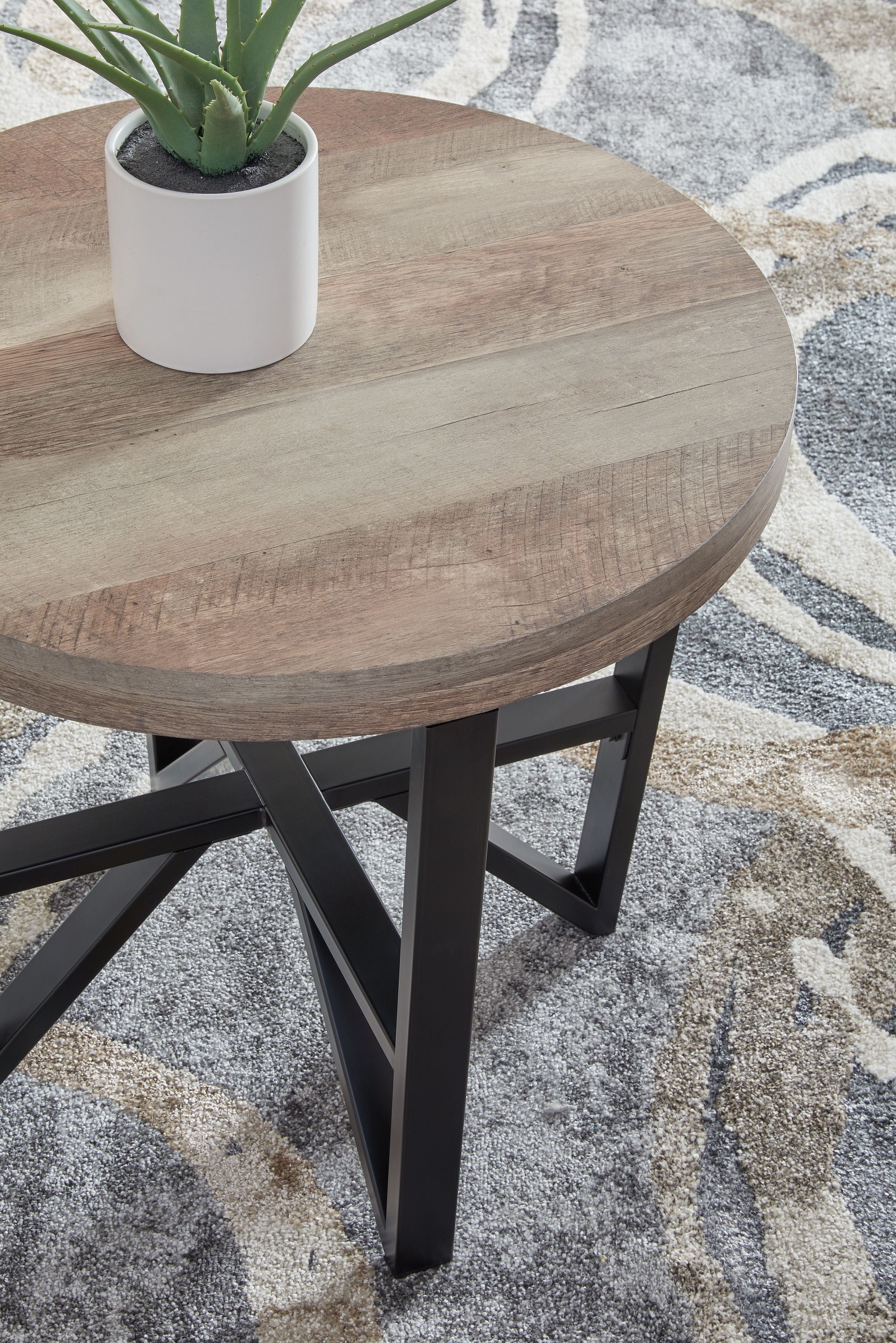 Deanlee Grayish Brown & Black Occasional Table Set of 3 - Modern End Tables for Living Room, Bedroom, or Office Decor