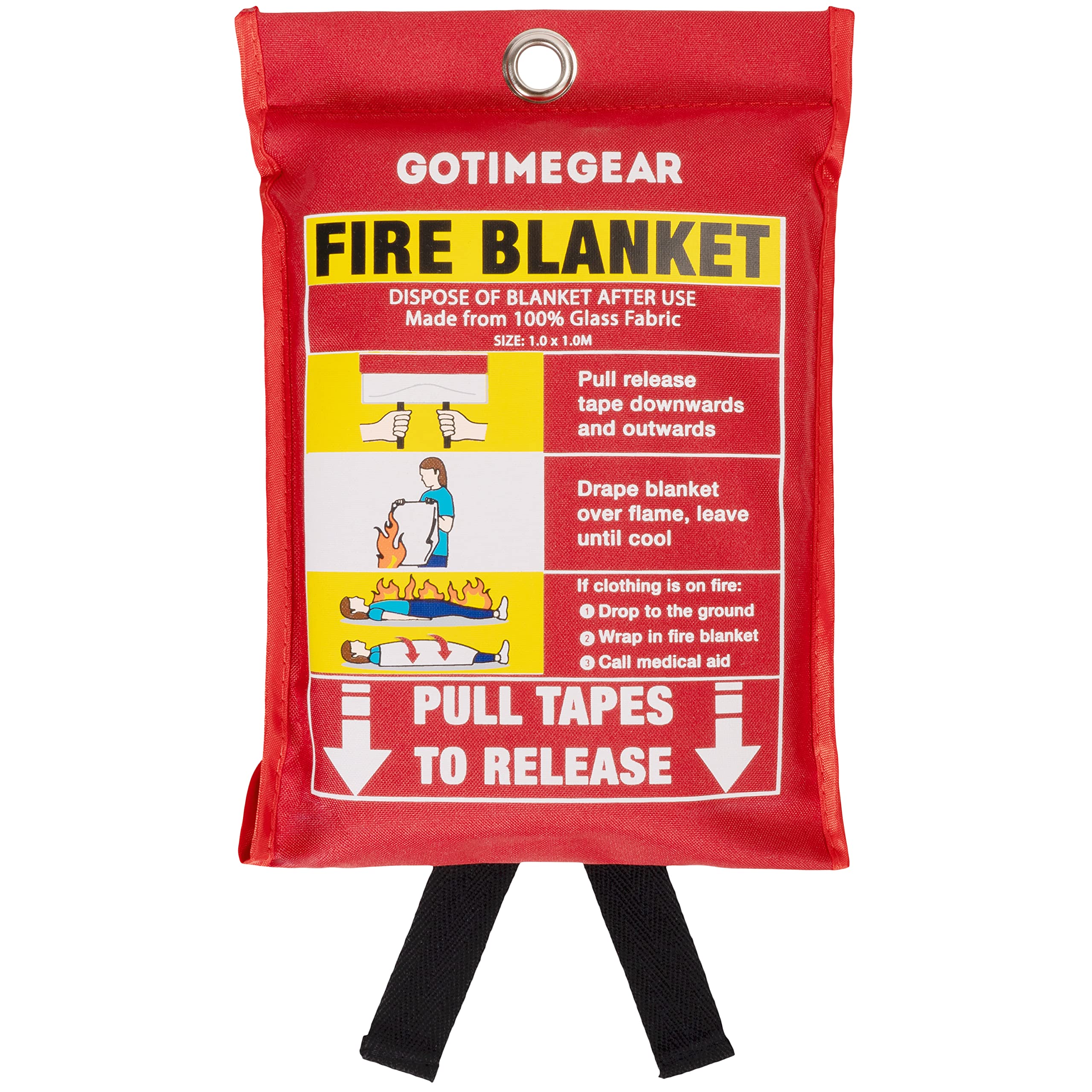 Go Time Gear Emergency Fire Blanket - Fire Retardant Survival Blanket for Home & Kitchen Safety (Up to 1200°F) - Perfect for Cooking Accidents, Camping & Emergency Preparedness