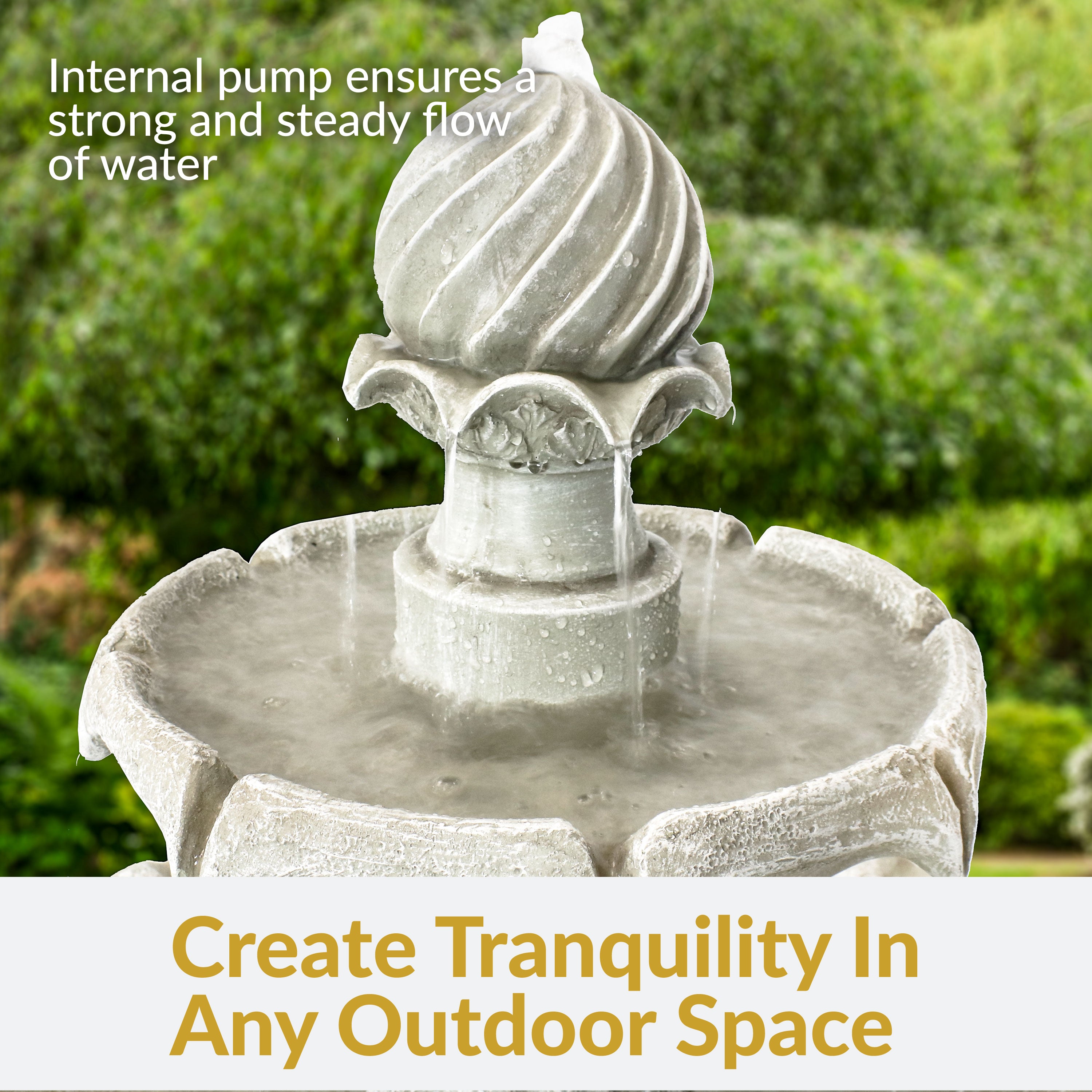 Sunnydaze 2 Tier Solar Outdoor Water Fountain with Battery Backup - Garden Decor, Patio, Yard, and Backyard Water Feature for Relaxation & Bird Attraction