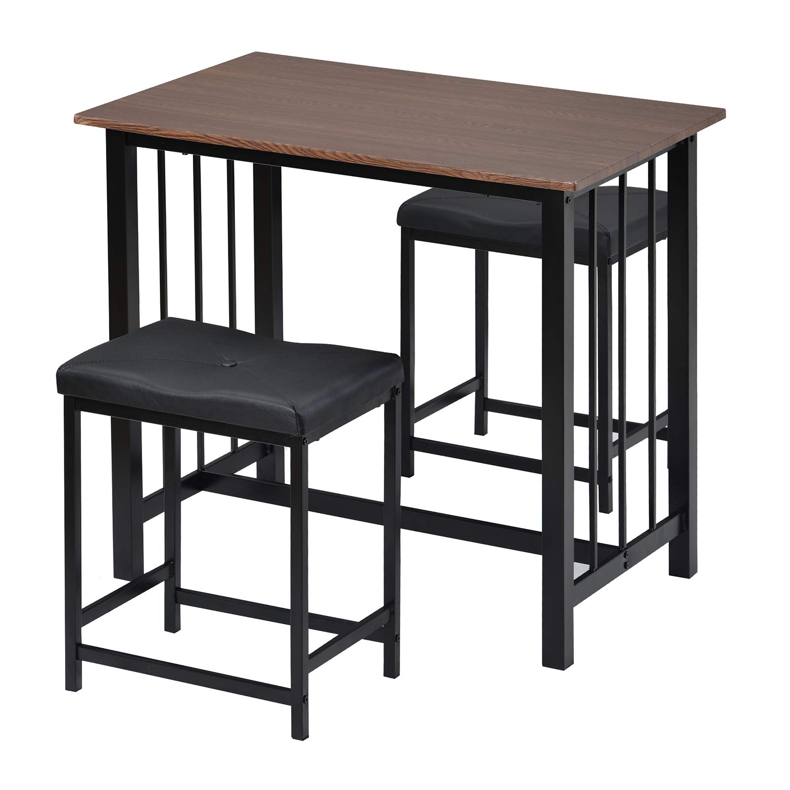 FLSOAY Industrial Kitchen Counter Height Dining Set with 2 Bar Stools - Perfect for Kitchen, Living Room, and Small Space Dining