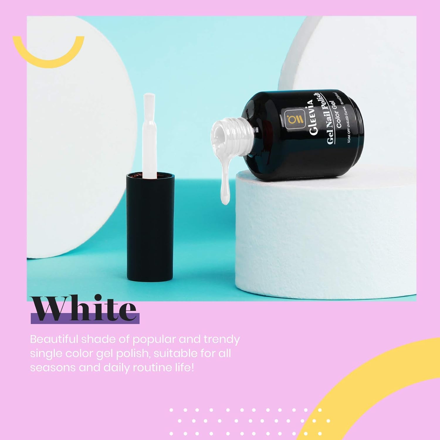 Gleevia Black & White Soak Off UV Gel Nail Polish Set - 2 Pack 15ml Bottles for Salon & DIY Manicure, Nail Art Design at Home - Perfect Gift for Women & Nail Enthusiasts | Great for Parties, Weddings & Everyday Wear