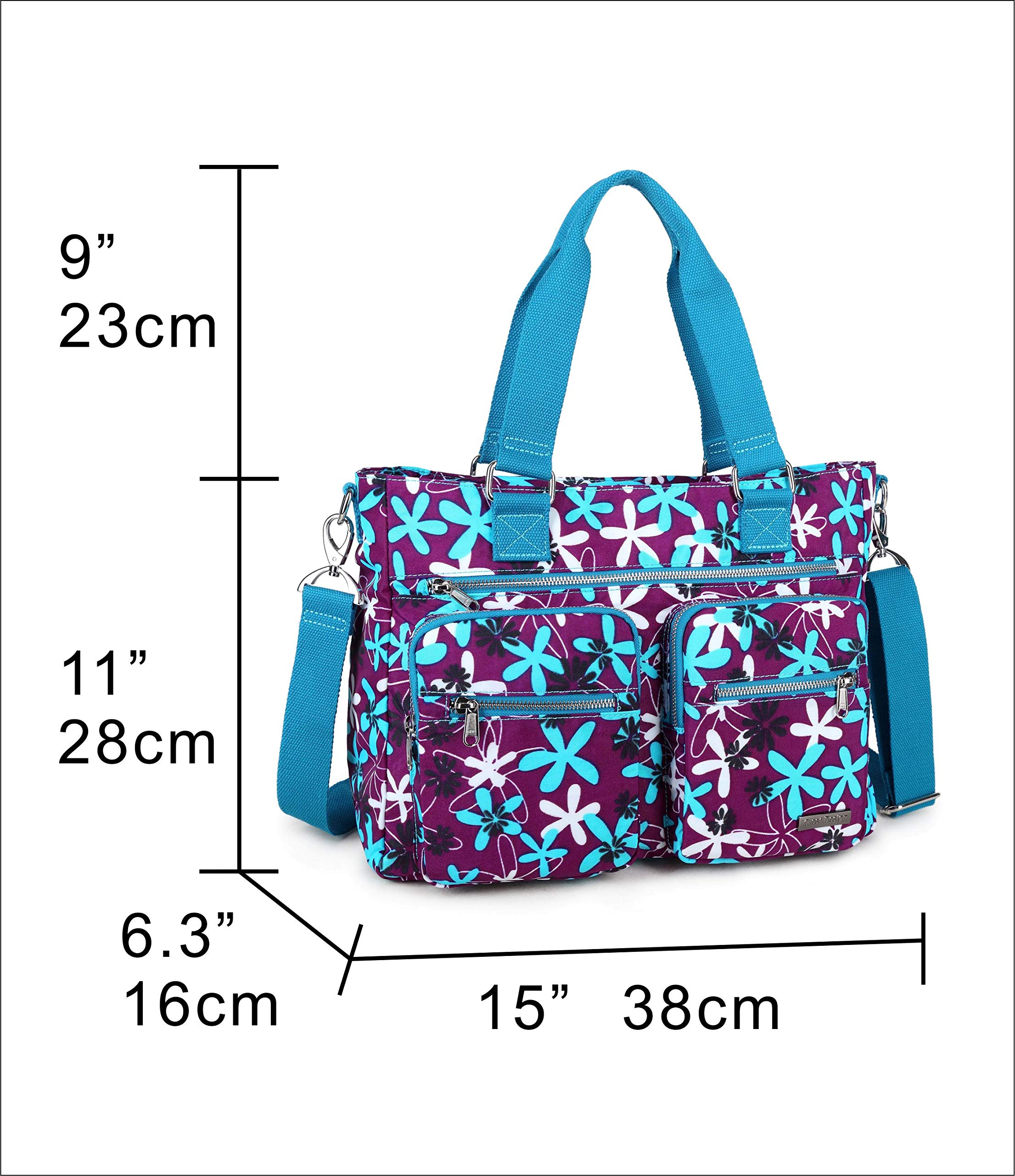 Crest Design Nylon Laptop Shoulder Bag for Women - Lightweight Teacher Nurse Tote Organizer with Multiple Pockets - Perfect for Work, Travel, School & Daily Commute