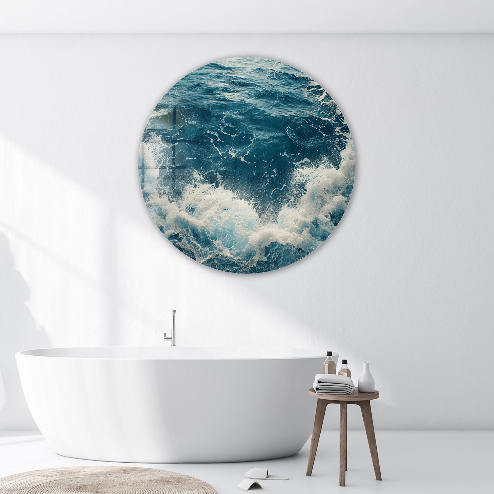 Waveborn Symphony Rounded Glass Wall Art - Modern Abstract Decor for Living Room, Bedroom & Office - Perfect for Home & Office Decor