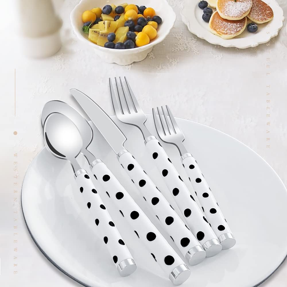 30-Piece Stainless Steel Flatware Set for 6 - Polka Dot Design Modern Silverware Cutlery Set with Spoons, Forks & Knives - Dishwasher Safe for Home, Kitchen, Restaurant & Dinner Parties