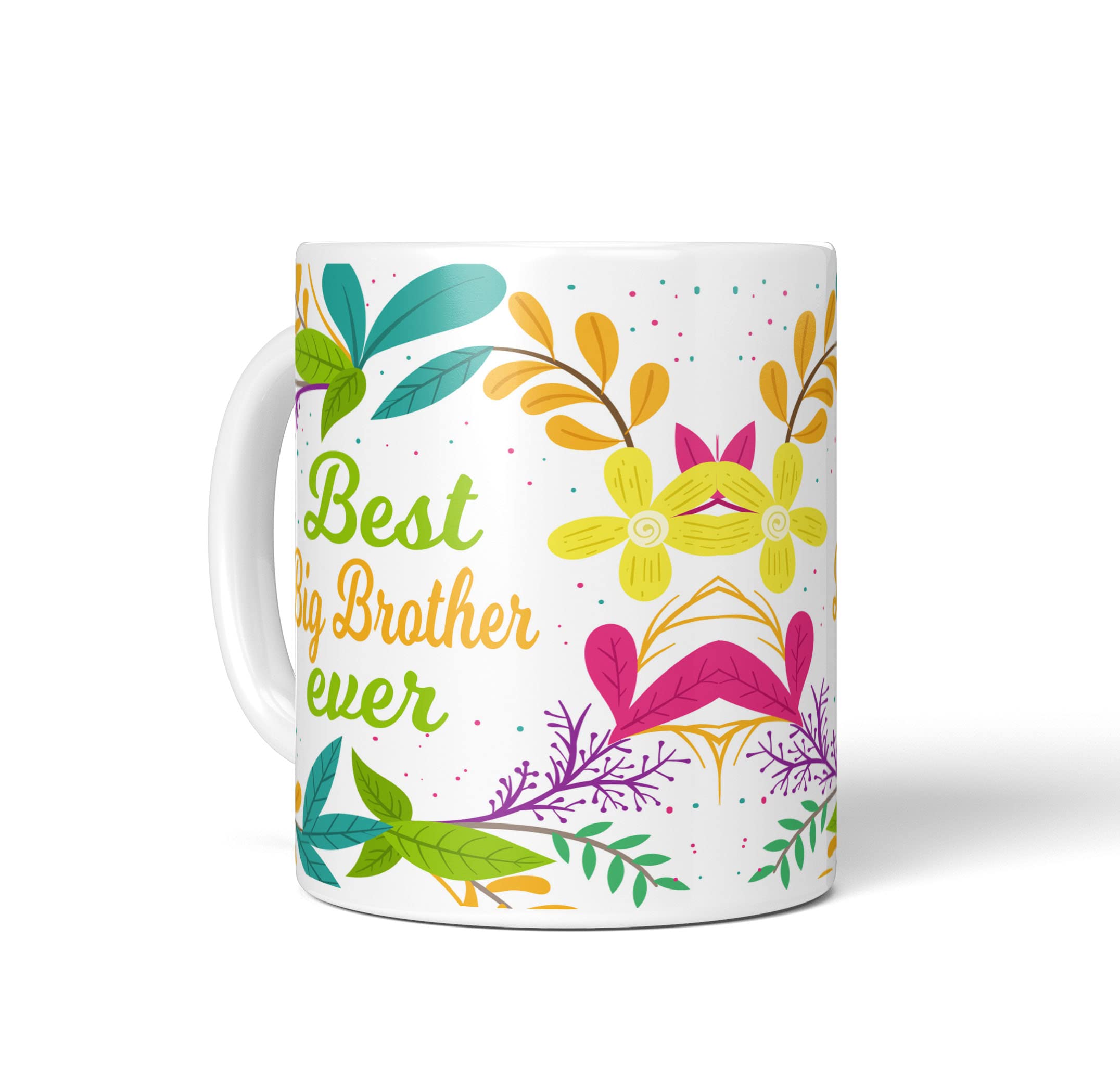 NH10 DESIGNS Best Big Brother Ever Printed Ceramic Coffee Mug - 350ml Microwave Safe Tea Cup for Bhaiya, Birthday & Anniversary Gift - Colorful BEMFAMWM 376 - Perfect for Coffee, Tea & Office Use