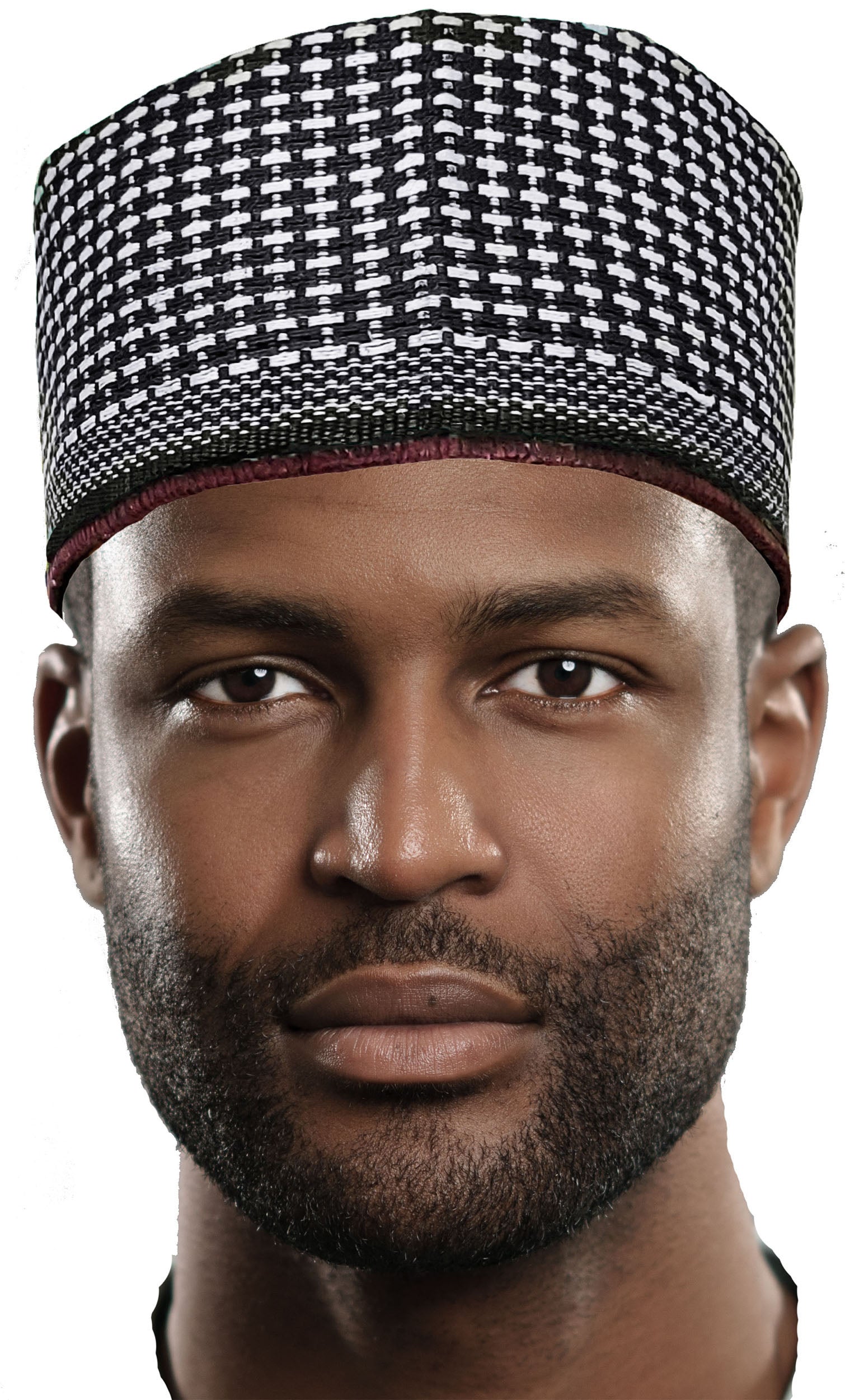 Handmade African Kufi Hat - Brahami Black & White Traditional Hausa Fulani Cap for Men | DPH629 | Perfect for Weddings, Cultural Events & Daily Wear