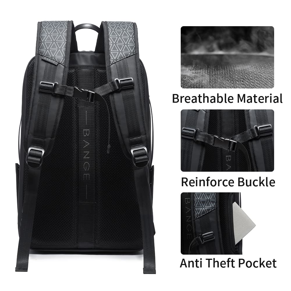 BANGE 45L Expandable Travel Backpack for Men & Women - Flight Approved Carry On Backpack with Laptop Compartment Fits 17.3 Inch Laptop - Perfect for Business Trips, Weekend Getaways & Air Travel