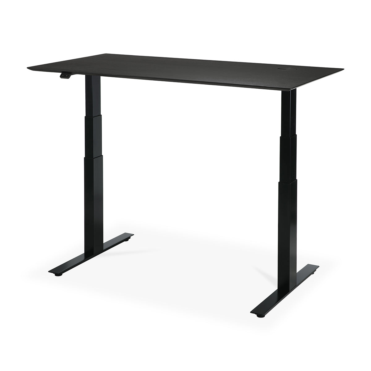 Adjustable Rectangle Office Desk with Cable Management - 140cm Oak Black & Black - Perfect for Home Office, Study, and Workspace Organization