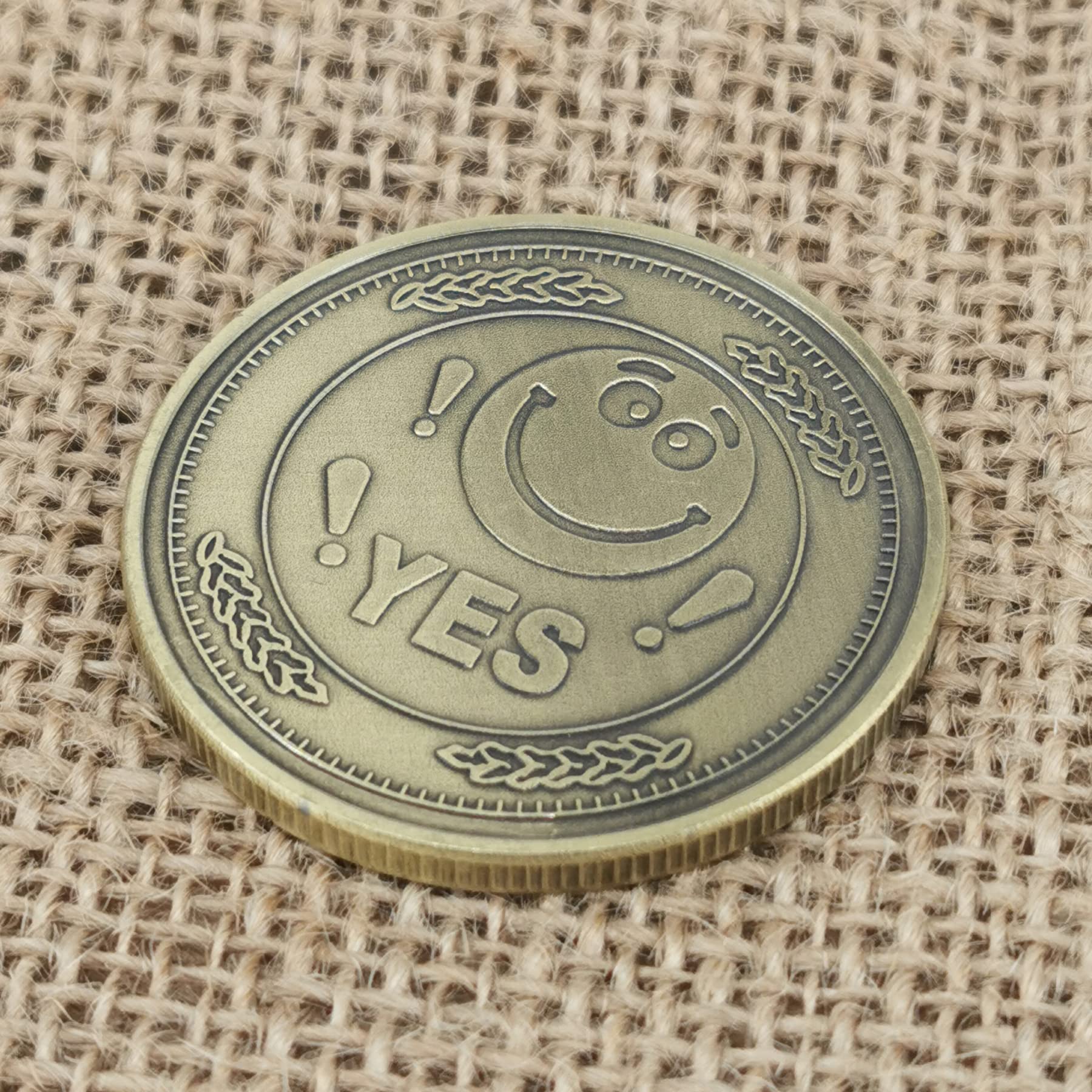 YES NO Flipping Challenge Coin - Bronze Decision Maker Divination Tool for Meditation, Decision Making & Fun Party Games