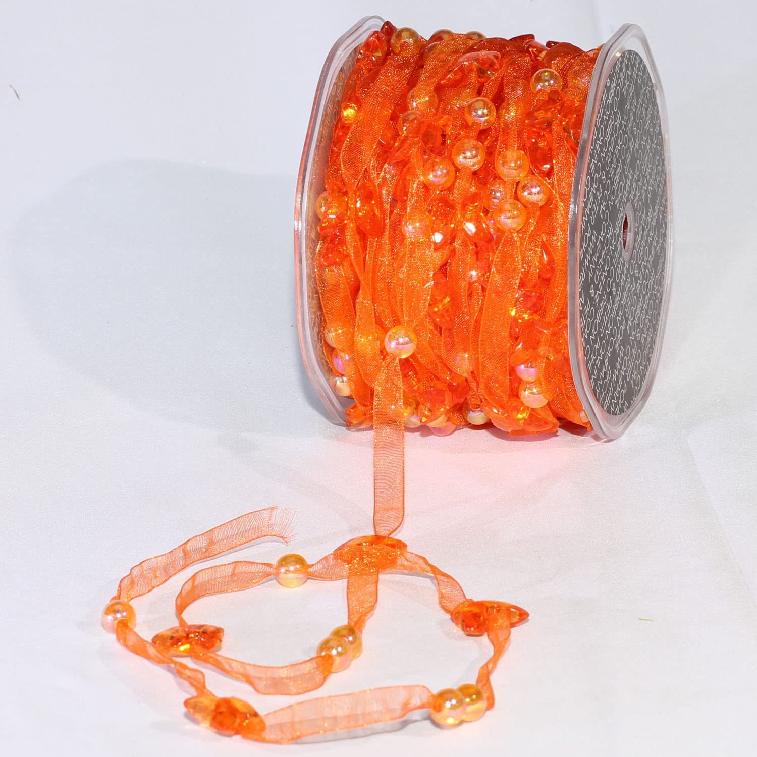 Orange Narrow Organdy Ribbon with Butterfly Tulle - 3/8