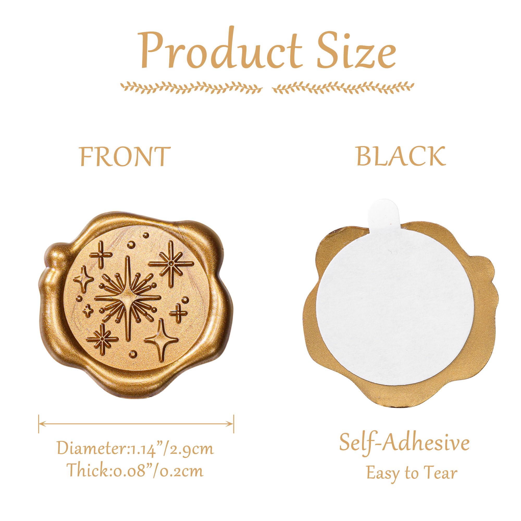 Yoption 50-Pack Antique Gold Self-Adhesive Wax Seal Stickers for Wedding Invitations, Envelopes & Gift Wrapping - Perfect for Parties, Christmas & Special Occasions