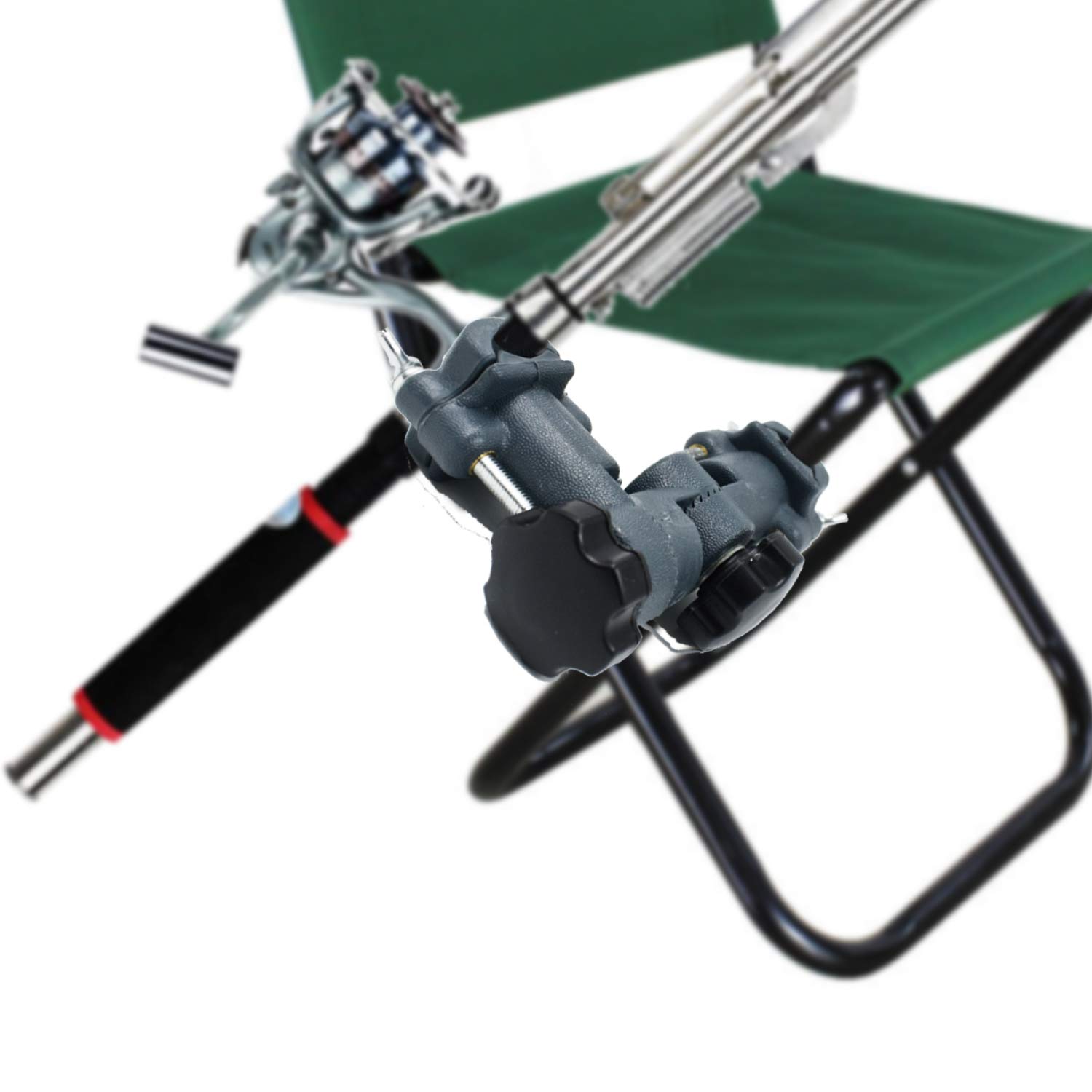 360° Adjustable Fishing Rod Holder Stand with Lure Dish & Flashlight Mount - Heavy Duty Chair Bracket for Fishing Fort, Tank, Pole Platform & Tackle Box - Perfect for Shore, Boat & Ice Fishing Adventures