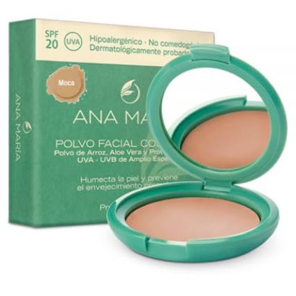 Ana Maria Compact Rice & Aloe Vera Pressed Powder SPF 20 | 0.5oz/14g | Makeup Setting Powder with UVA Protection | Mocha (25) | Ideal for Daily Sun Protection & Oil Control
