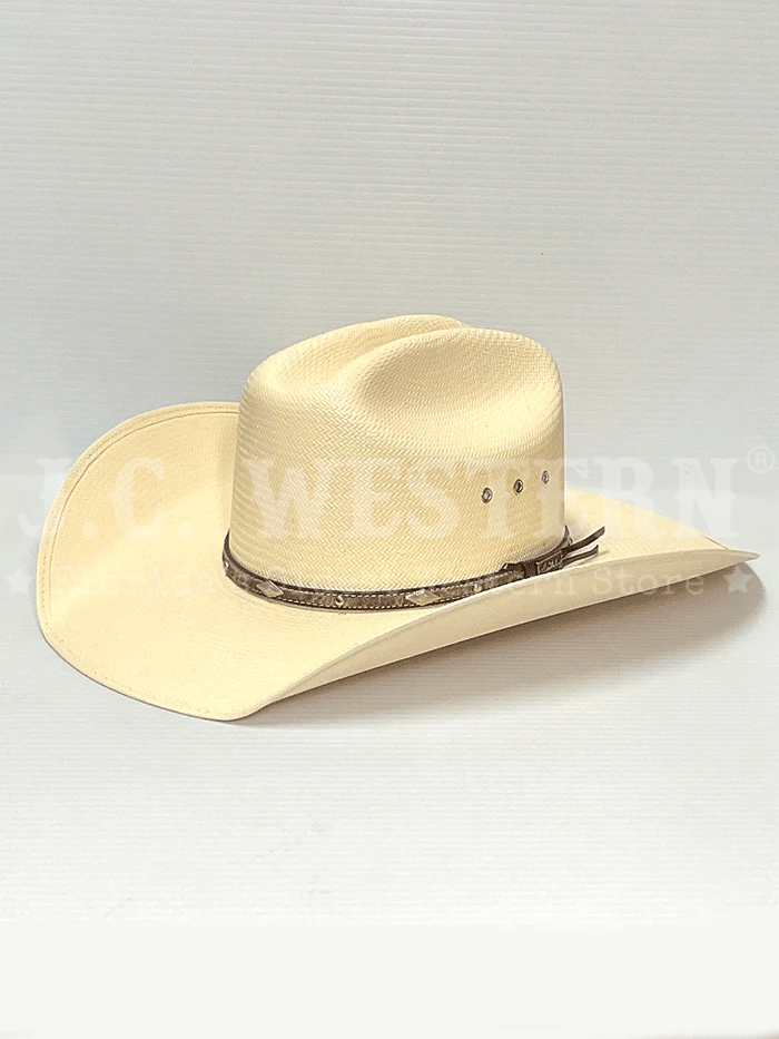 Larry Mahan MS2442BRNX40 10X Brindle 4-Inch Brim Straw Cowboy Hat - Natural Color for Outdoor, Rodeo, and Summer Fashion