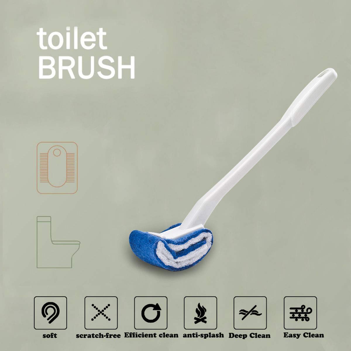 Heavy Duty Toilet Bowl Brush Set (2-Pack) - Scratch-Free Curved Design for Deep Cleaning, Anti-Splashing & Easy Storage - Ergonomic Grip for Bathroom & RV Use
