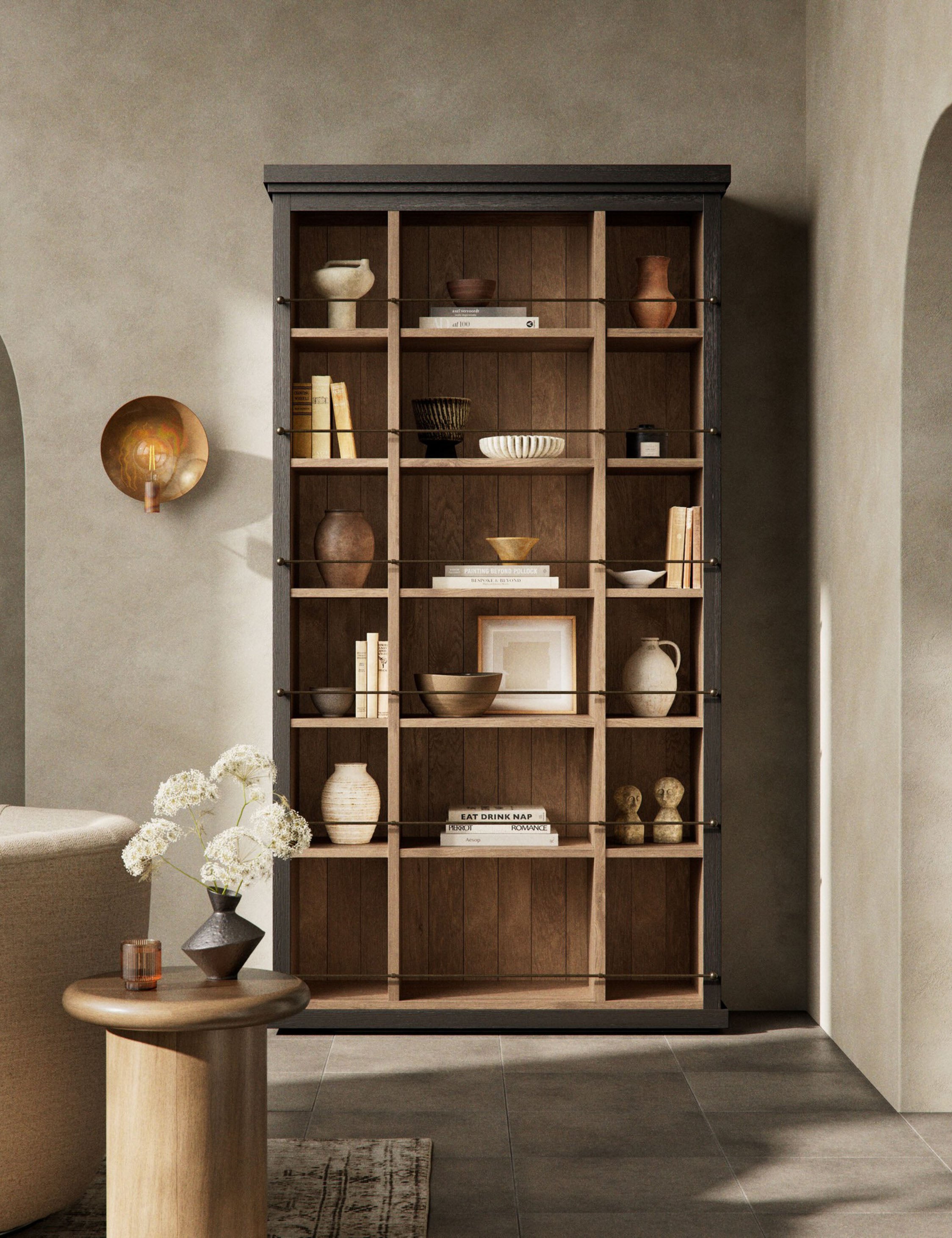 Amber Lewis x Four Hands Alistair Bookcase - Modern Wooden Bookshelf for Living Room, Bedroom & Home Office Storage