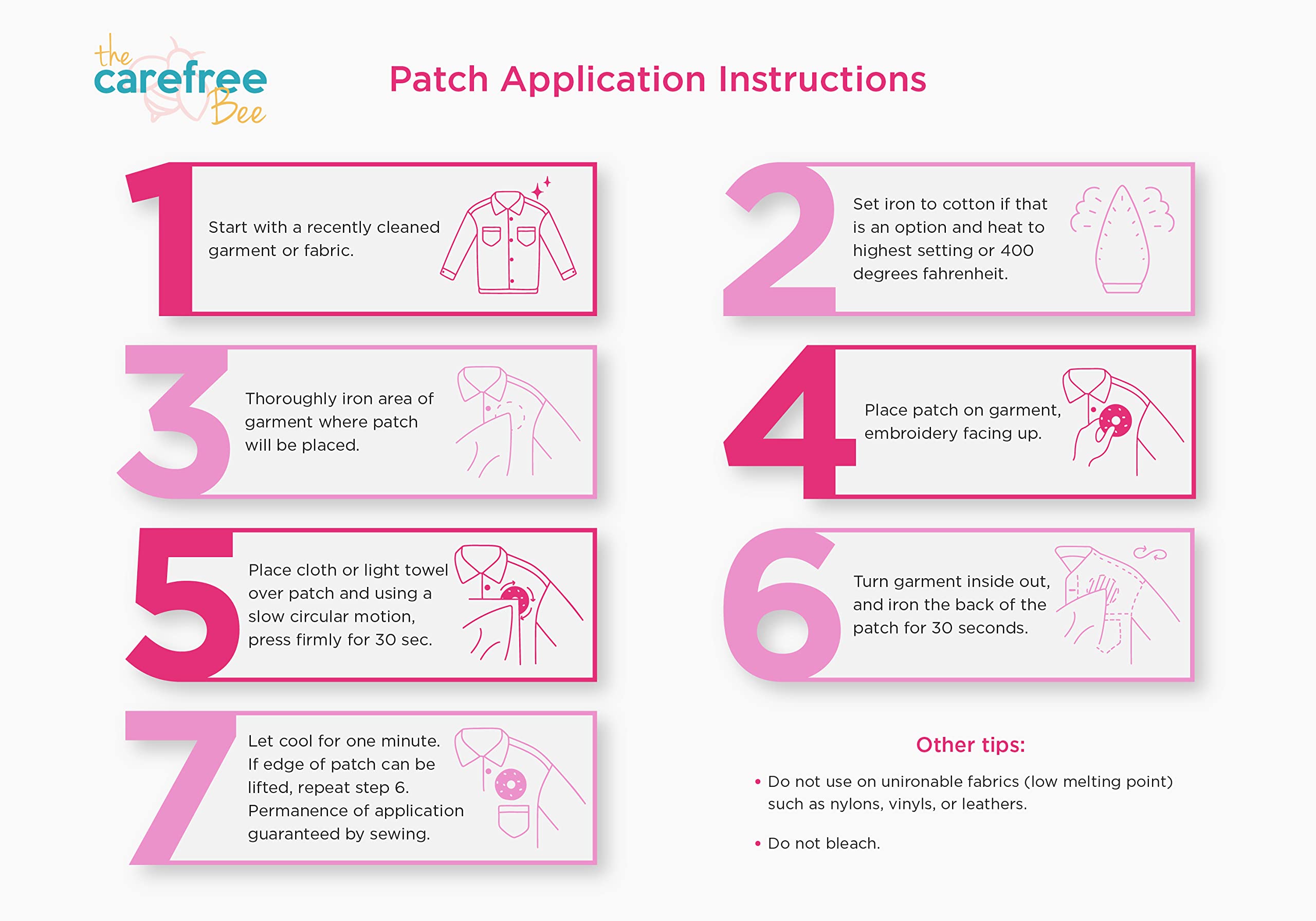12 Preppy Iron-On Patches for Clothing & Backpacks - The Carefree Bee Butterfly Design | Trendy DIY Patches for Girls & Women | Perfect for Jackets, Jeans, Denim & School Bags