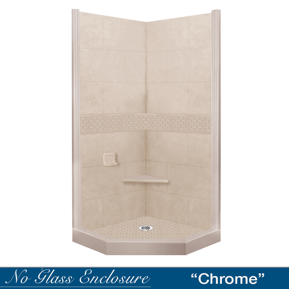 Neo Angle Brown Sugar Sistine Stone & Classic Stone Accent DIY Shower Remodel Kit - Easy Bathroom Upgrade for Modern Home Renovation