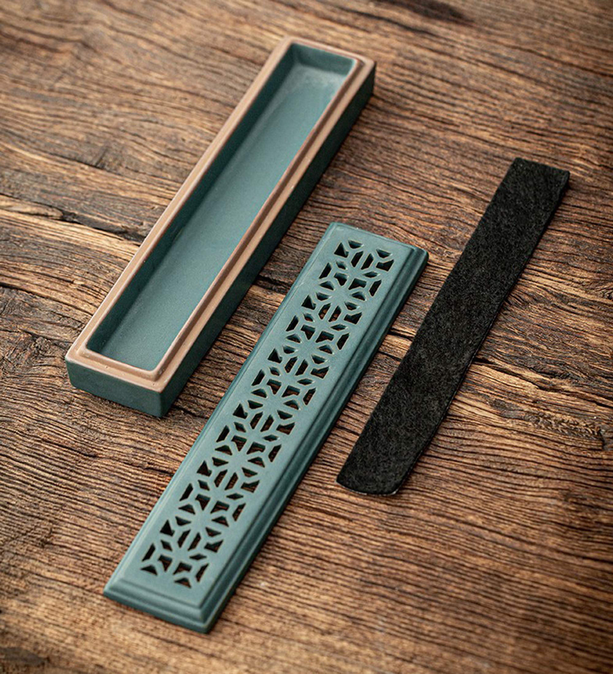 Ceramic Incense Holder for Sticks - 9 Inch (240mm) Green Ash Catcher - Perfect for Meditation, Yoga, Relaxation & Home/Office Decor - Ideal for Aromatherapy & Spiritual Practices
