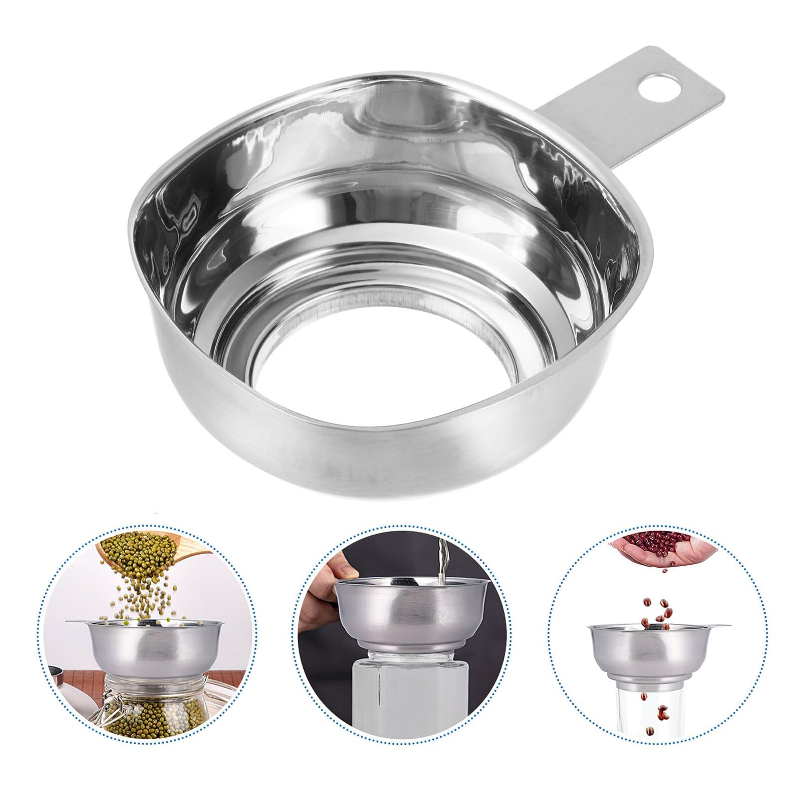 Stainless Steel Wide Mouth Canning Funnel for Mason Jars & Bottles - Hemoton Large Food Filling Funnel (Silver) - Perfect for Home Canning, Preserving, and DIY Kitchen Projects