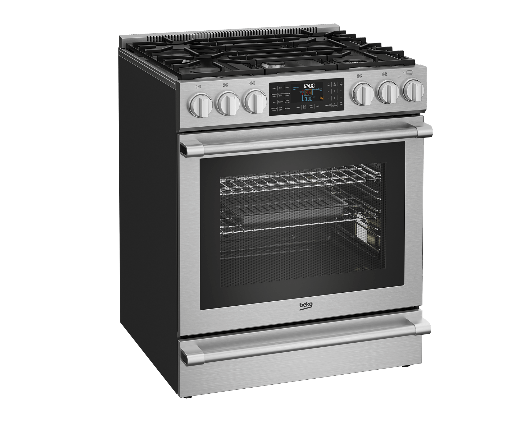 Beko SLDF30542SS 30-Inch Stainless Steel Slide-In Dual Fuel Range - Perfect for Modern Kitchens & Professional Cooking