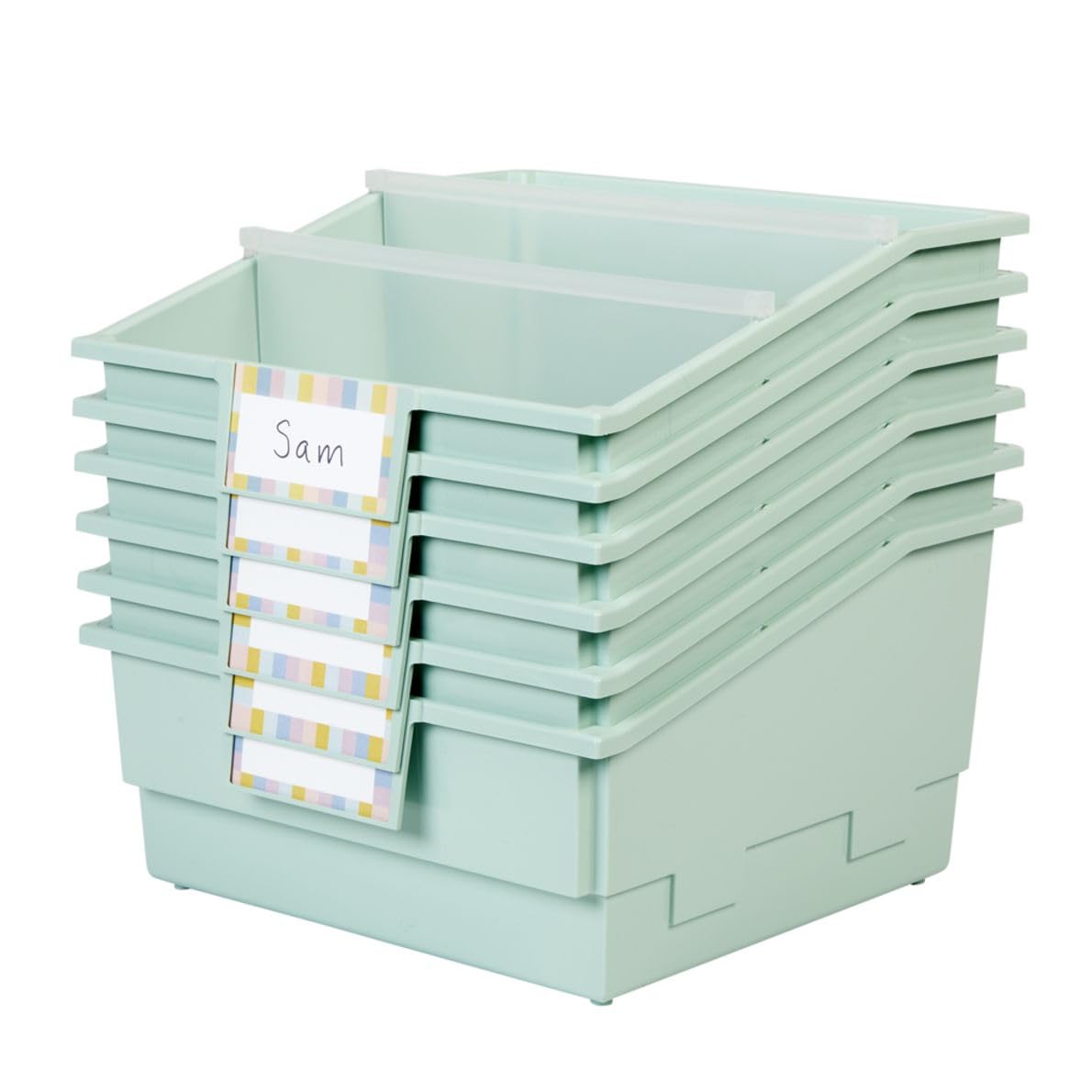 Really Good Stuff Picture Book Classroom Library Bins with Dividers - 6 Pack - Mint Green | Durable Book Storage for Teachers | Perfect for Classroom Organization, Homeschooling & Kids' Reading Corners