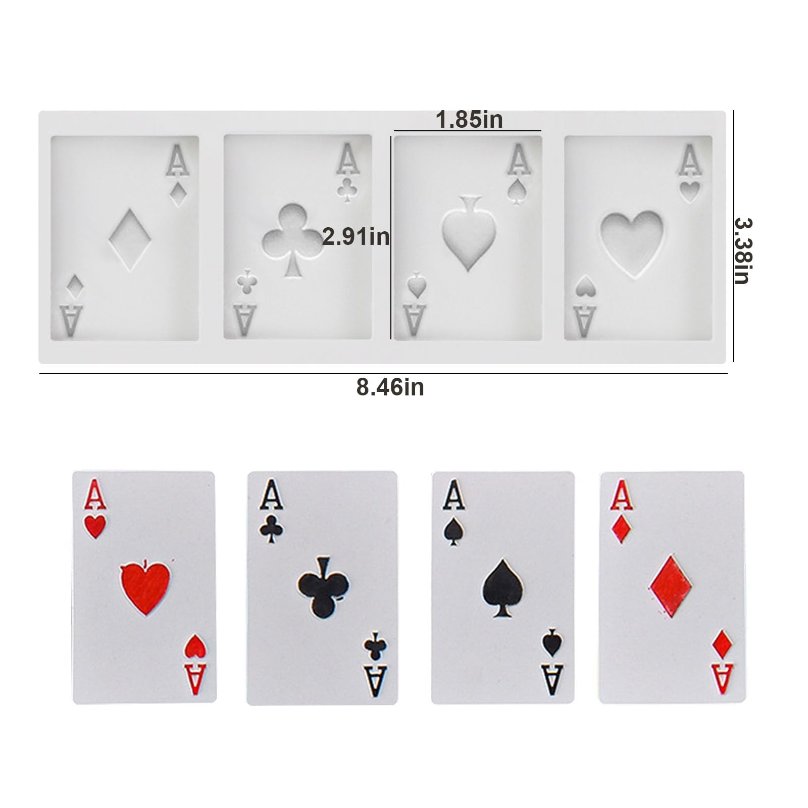 3D Poker Card Silicone Molds Set of 3 - Casino Theme Fondant & Chocolate Candy Molds for Cake Decorations, Sugar Crafts, DIY Desserts - Perfect for Birthday Parties, Casino Nights & Baking Enthusiasts