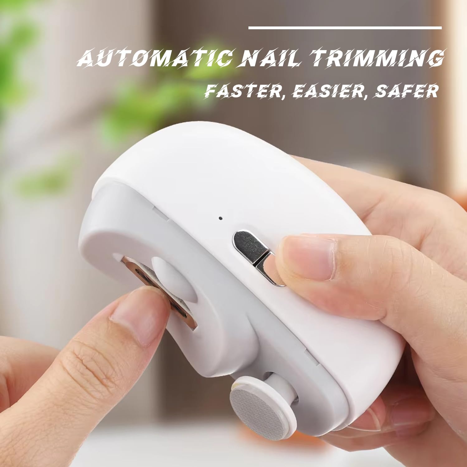 3 in 1 Electric Nail Clipper with LED Light - USB Rechargeable Automatic Nail Trimmer for Baby, Kids, Adults & Seniors - 2 Speed Settings for Safe & Gentle Nail Care - Perfect for Home, Travel & Gifts (White)