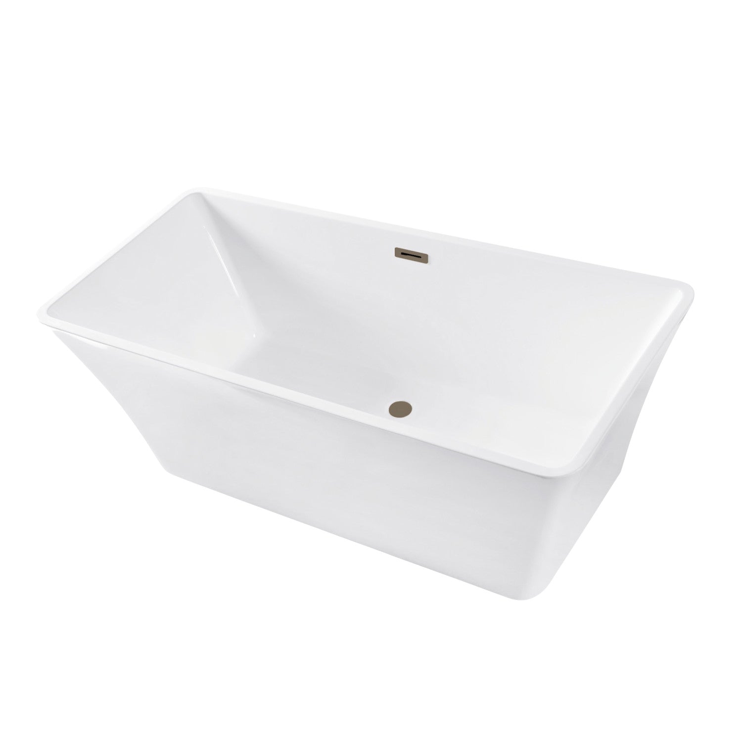 Aqua Eden 67-Inch Acrylic Freestanding Bathtub - Glossy White with Antique Brass Finish - Double-Ended Rectangular Soaking Tub with Drain - Perfect for Luxury Bathrooms & Spa Retreats