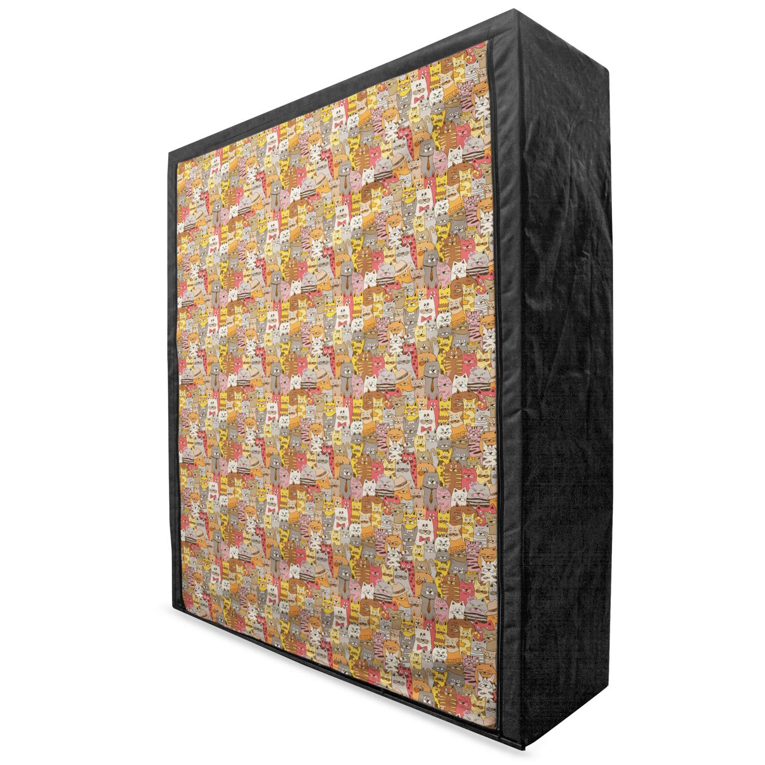 Ambesonne Cat Portable Fabric Wardrobe with Psychedelic Colorful Kitten Pattern - 59