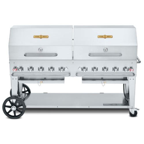 Crown Verity CV MCB 72RDP LP 72-Inch Mobile Outdoor BBQ Charbroiler with Roll Dome - Propane Gas Grill for Backyard, Catering & Commercial Use