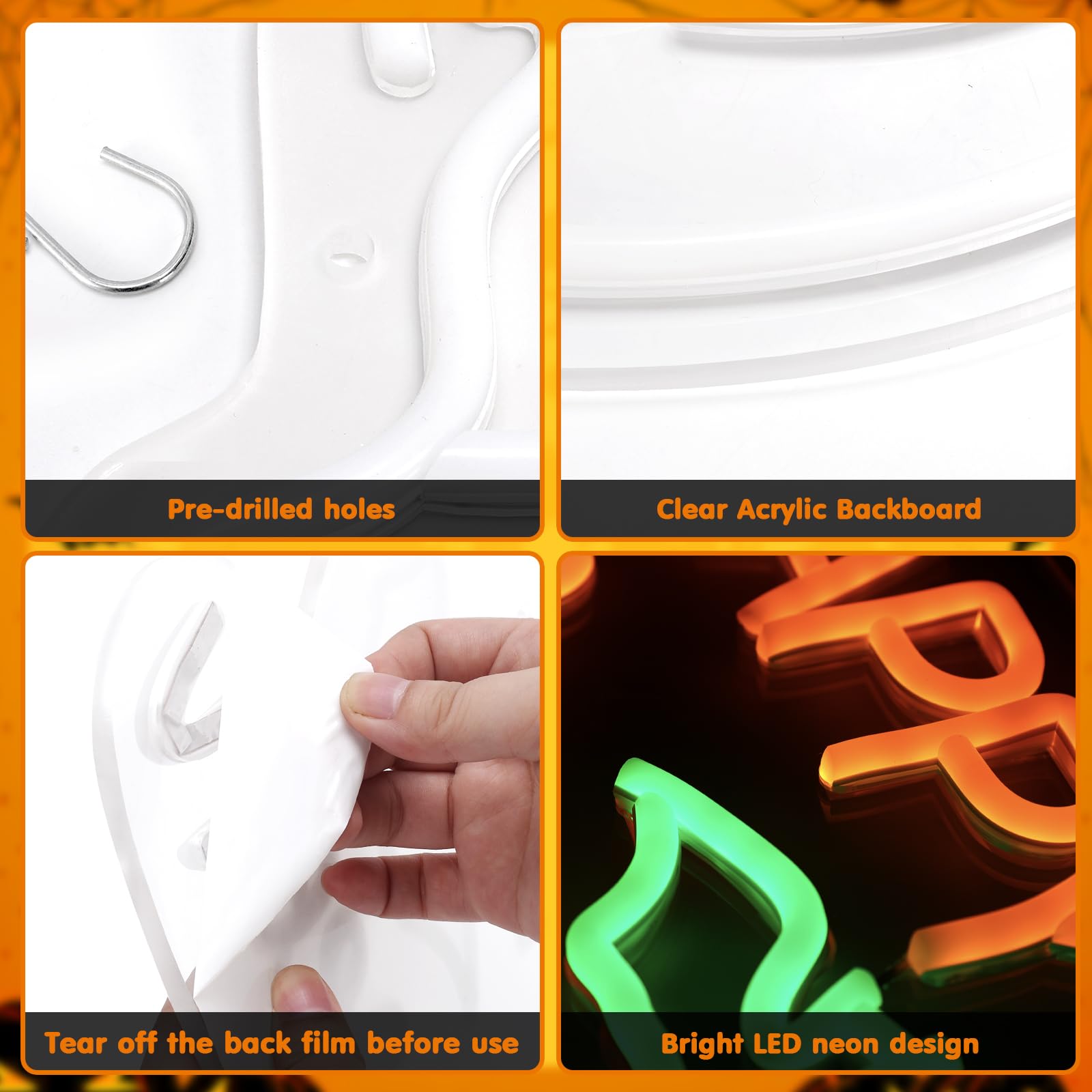 Happy Halloween LED Neon Sign - USB Powered Wall Decor for Bedroom, Living Room, Bar & Office - Spooky Party Lighting for Halloween Decorations & Holiday Gifts - Perfect for Home, Events & Themed Parties