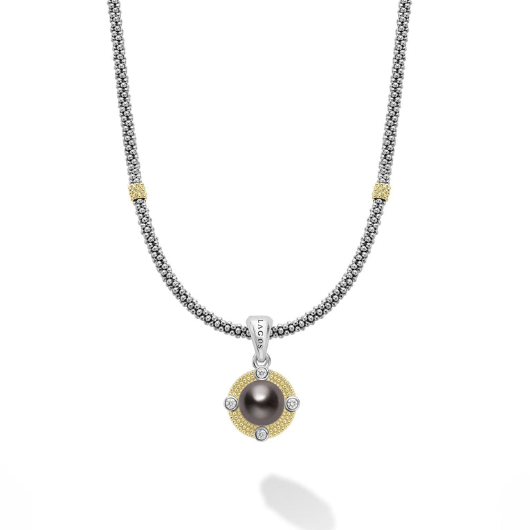 Exquisite Tahitian Black Pearl & Diamond Caviar Necklace - Elegant Jewelry for Weddings, Parties & Special Occasions