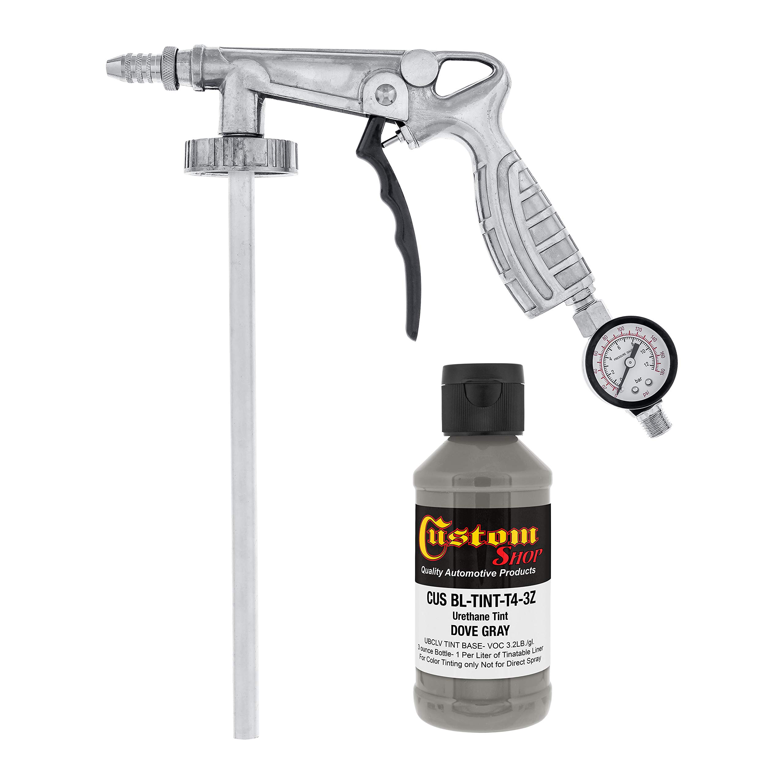 Custom Shop Dove Gray Urethane Spray-On Truck Bed Liner Kit with Regulator & Spray Gun - 4 Liter DIY Protective Coating for Pickup Trucks, SUVs, Trailers & Off-Road Vehicles | Durable, Weather-Resistant, Anti-Slip Surface Protection