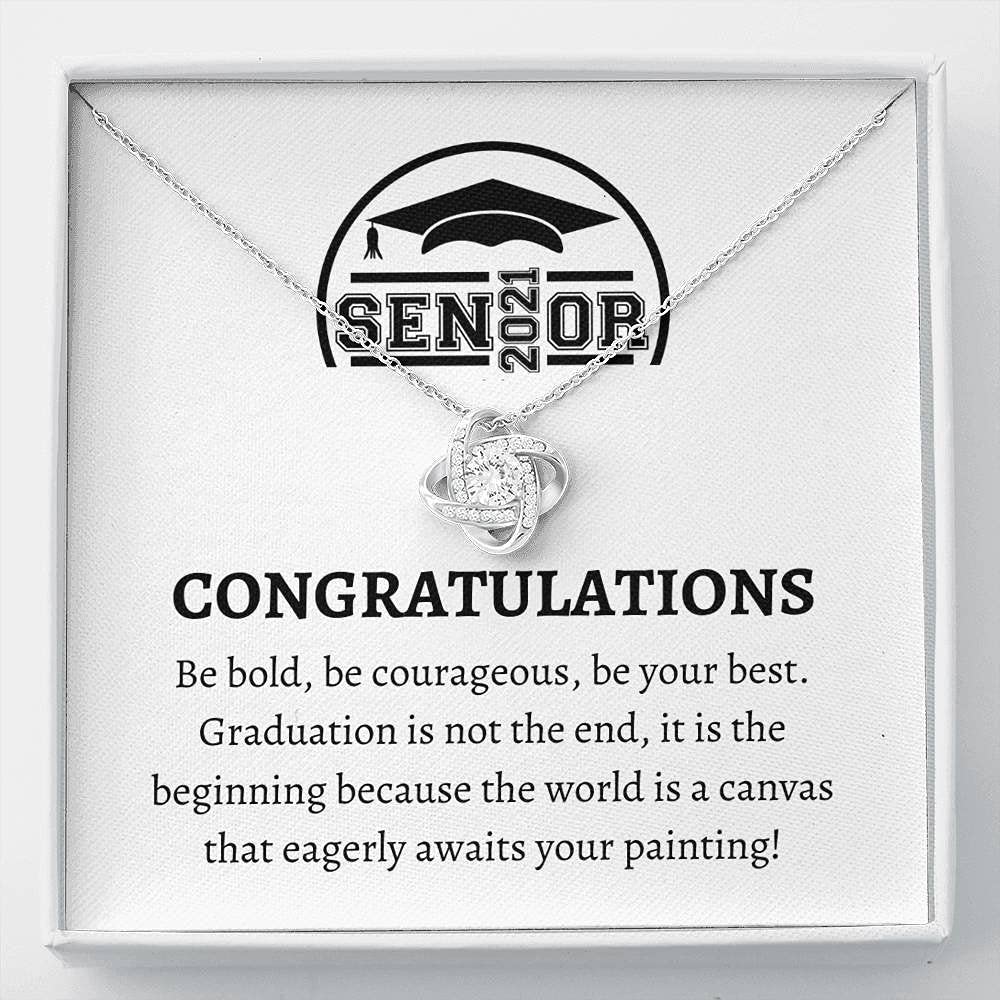 Personalized Graduation Jewelry Gift - Love Knot Necklace for Her | 2021 Graduation Gift, Senior Graduation Present, Congratulations Grad Keepsake | Perfect for Graduation Ceremonies, Parties & Special Occasions