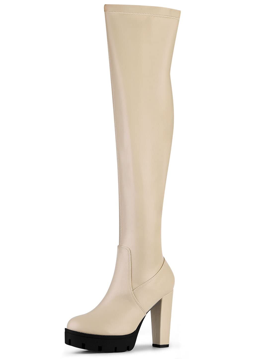 Allegra K Women's Chunky Heel Over The Knee Boots - Platform High Heel Booties for Women, Perfect for Party, Night Out, and Winter Fashion