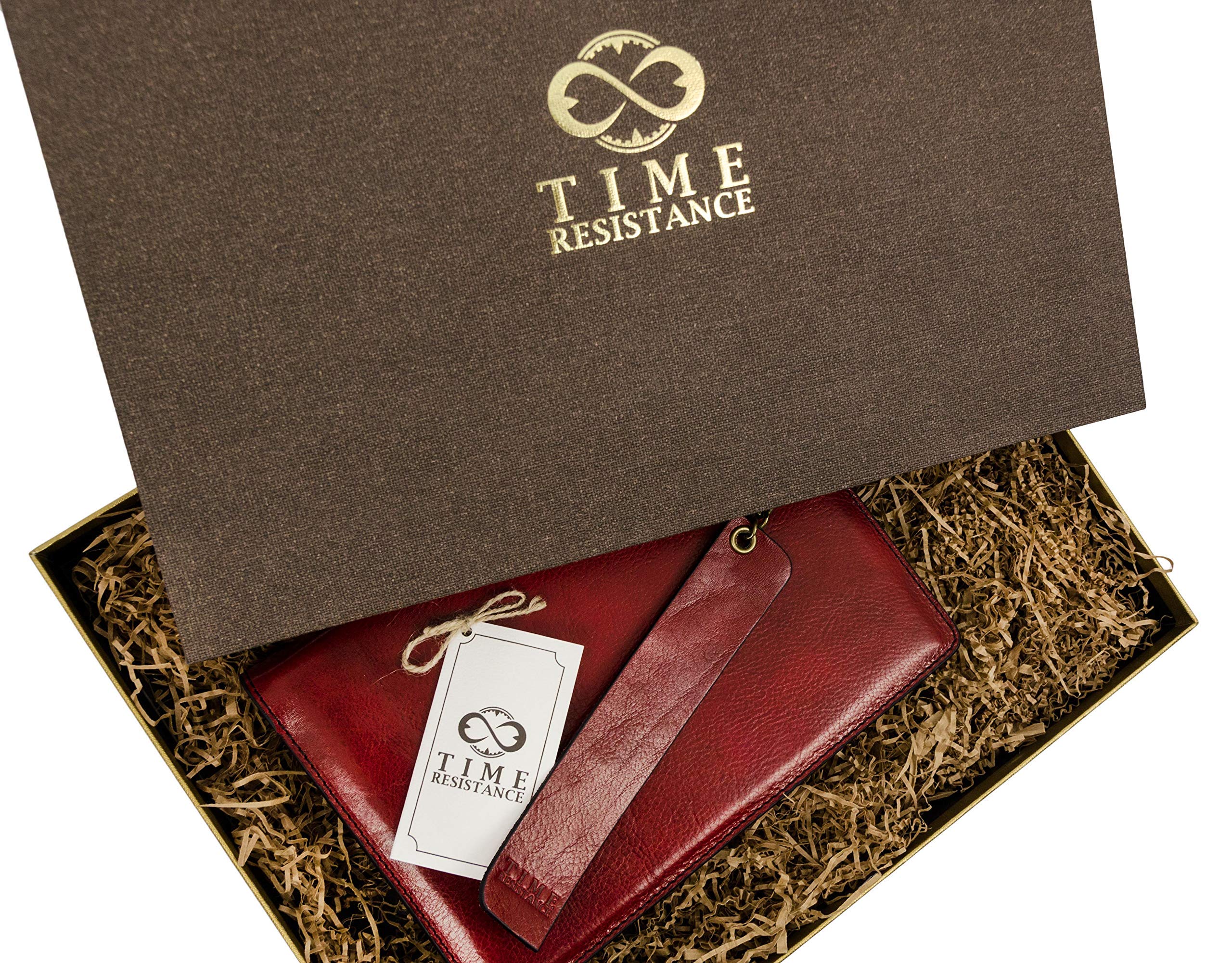 Premium Italian Handmade Leather Journal - 320 Lined A5 Notebook with Bookmark & Gift Box (Red) - Perfect for Writing, Sketching & Gift Giving
