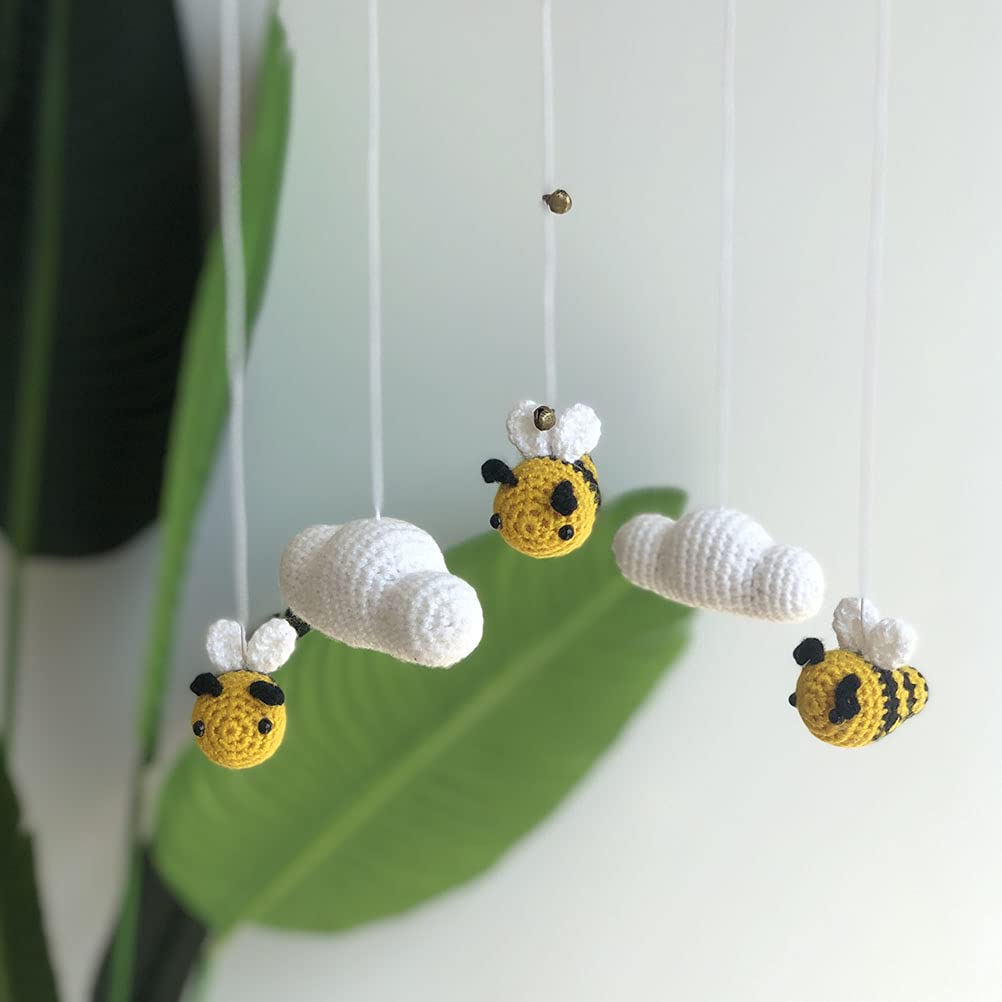 1pc Baby Girl Nursery Mobile Hanging Toy - Handmade Knitted Cloud Crib Decor, Boho Wall Tapestry for Newborn Room, Stroller & Cart Accessory | Perfect for Infant Bedroom, Daycare & Gift Giving