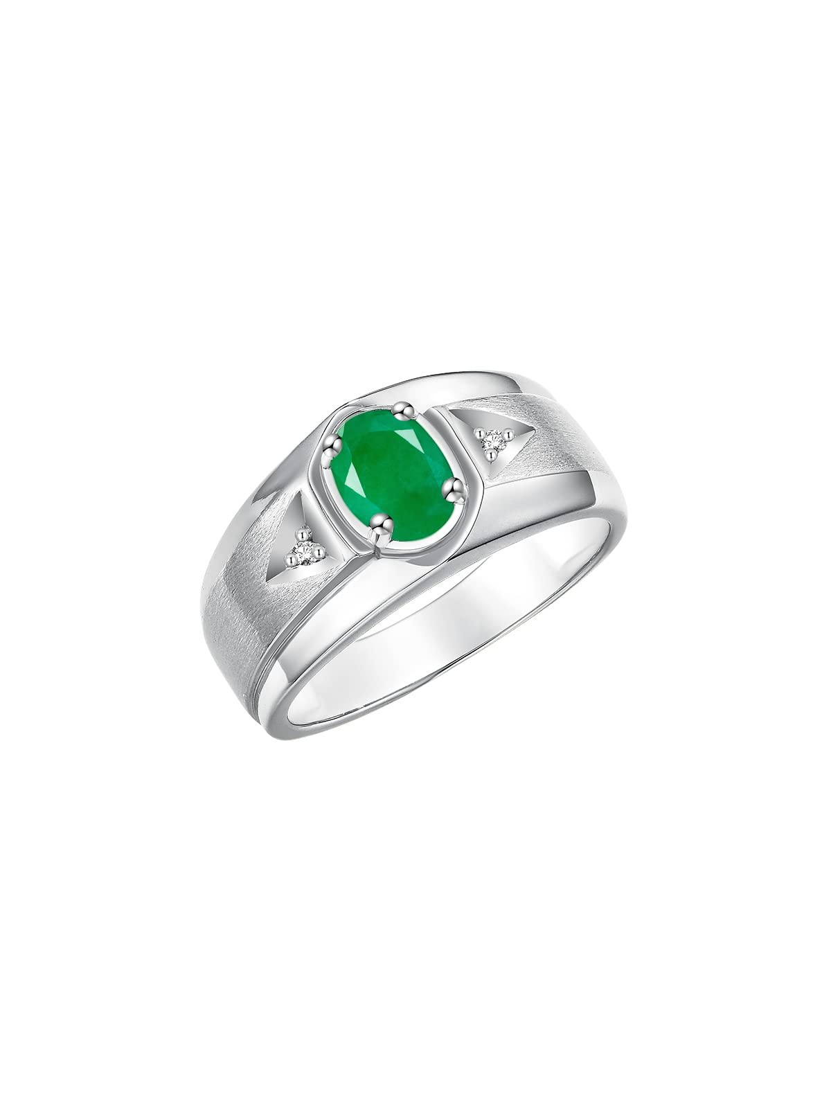 Rylos Men's Sterling Silver 7X5MM Oval Gemstone & Diamond Ring - Classic Birthstone Jewelry for Men, Sizes 8-13 | Perfect for Weddings, Anniversaries & Special Occasions