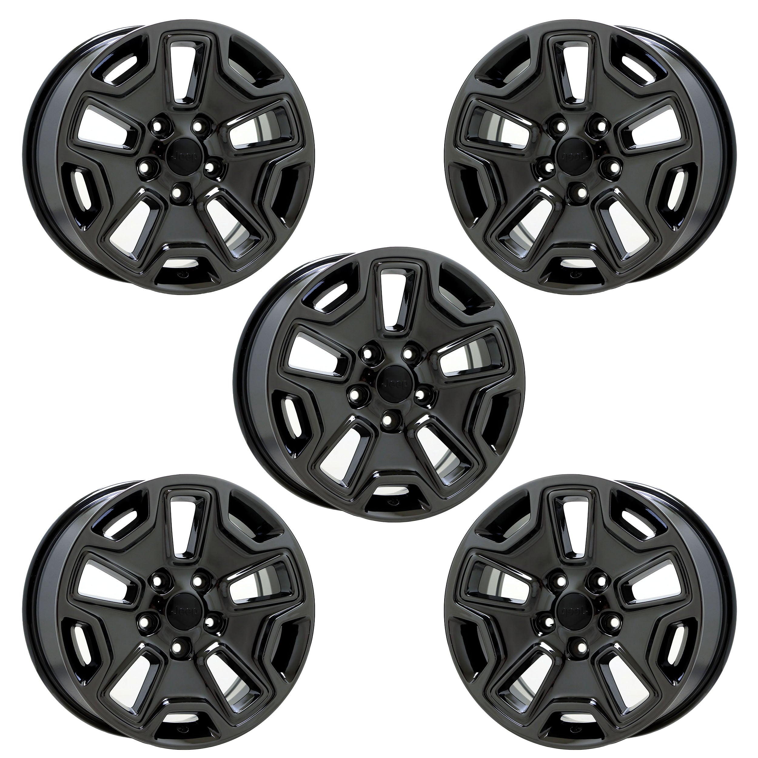 2017 Jeep Wrangler Black Chrome OEM Factory Wheels Rims Set of 5 (Part# 9118) - Perfect for Off-Roading & Street Driving