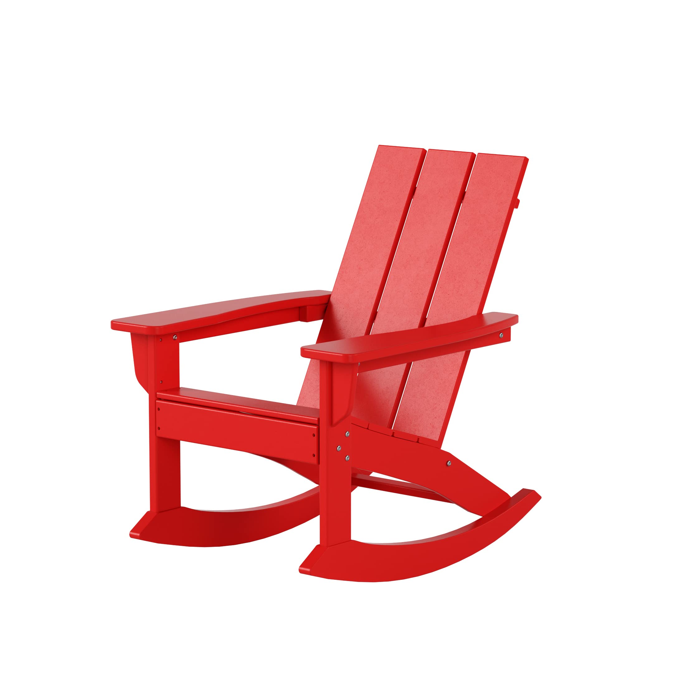 WestinTrends Ashore Patio Rocking Chair - All-Weather Poly Lumber Adirondack Rocker - Modern Farmhouse Outdoor Rocking Chair for Porch, Garden, Backyard & Indoor Use - Comfortable & Durable - Perfect for Relaxing, Reading, or Enjoying Coffee - Red