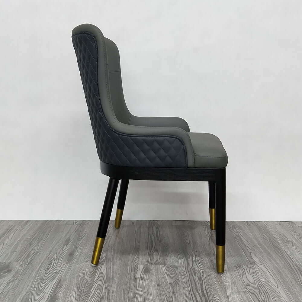 Modern Faux Leather Gray Dining Chairs with Metal Legs - Set of 2 - Perfect for Kitchen, Dining Room, and Office Spaces