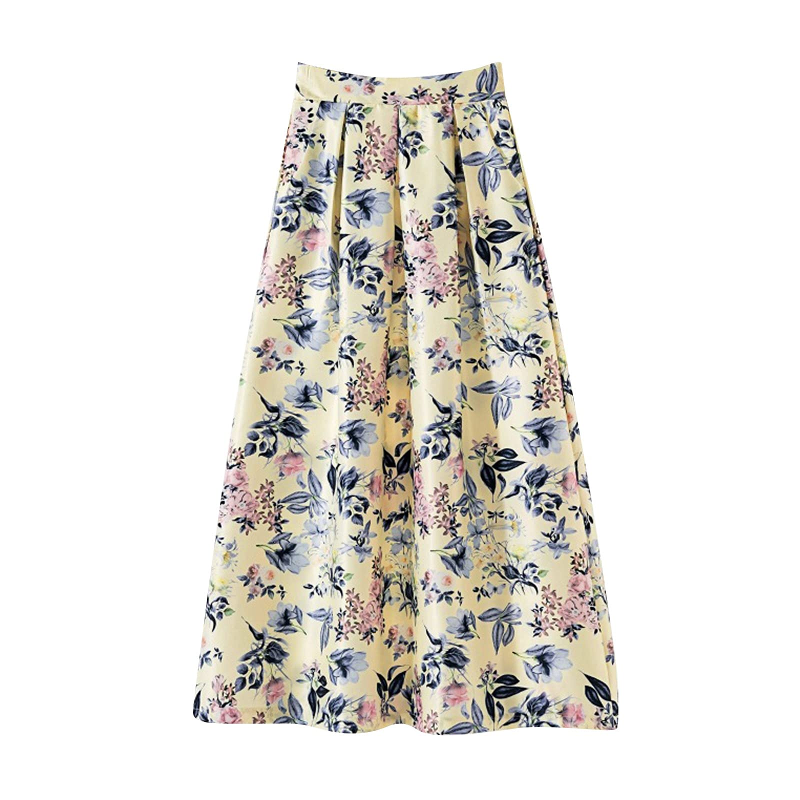 Boho Women's Maxi Skirt with Pockets - Elastic Waist & Drawstring, 3-Tiered Ruched Swing Design - Perfect for Beach, Festival & Casual Wear