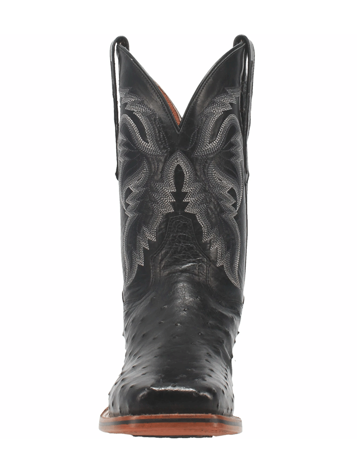 Dan Post DP4873 Men's Alamosa Full Quill Ostrich Square Toe Cowboy Boots - Black Western Boots for Riding, Country Fashion & Outdoor Events