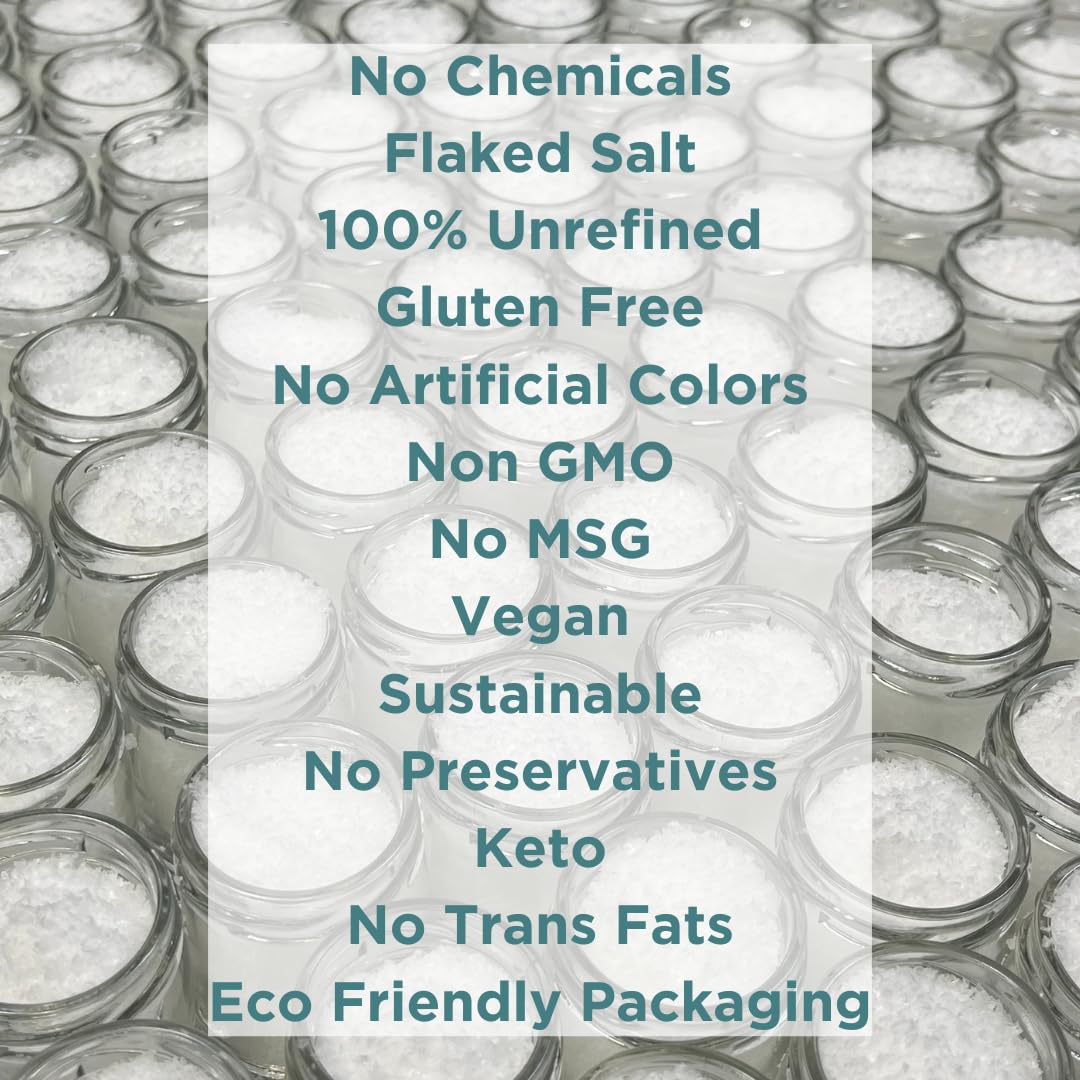 Florida Pure Natural Unrefined Sea Salt - Hand-Harvested Flaky Sea Salt with 80+ Minerals, Non-Iodized & Additive-Free for Baking, Cooking & Seasoning | Perfect for Gourmet Dishes, Steak Seasoning & Homemade Bread (4 oz Glass Jar)