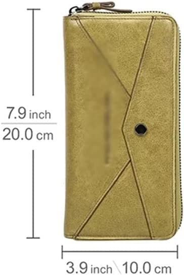 Women's Leather Wallet with Zipper - Large Capacity Long Clutch Purse for Credit Cards & Coins (20x10cm) - Perfect for Work, Travel & Evening Events (Color: A)