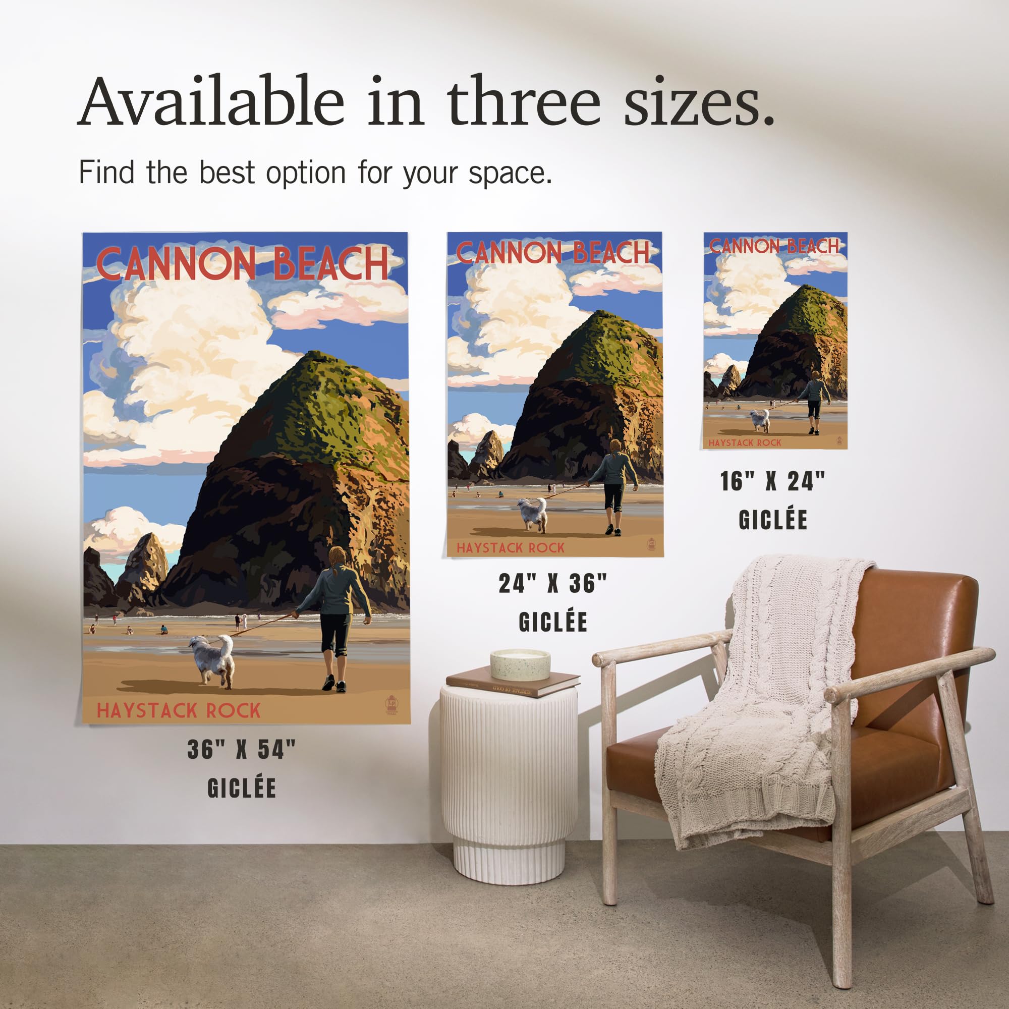 Lantern Press 16x24 Inch Giclee Print - Cannon Beach Oregon Haystack Rock Wall Art | Coastal Decor for Living Room, Bedroom & Office