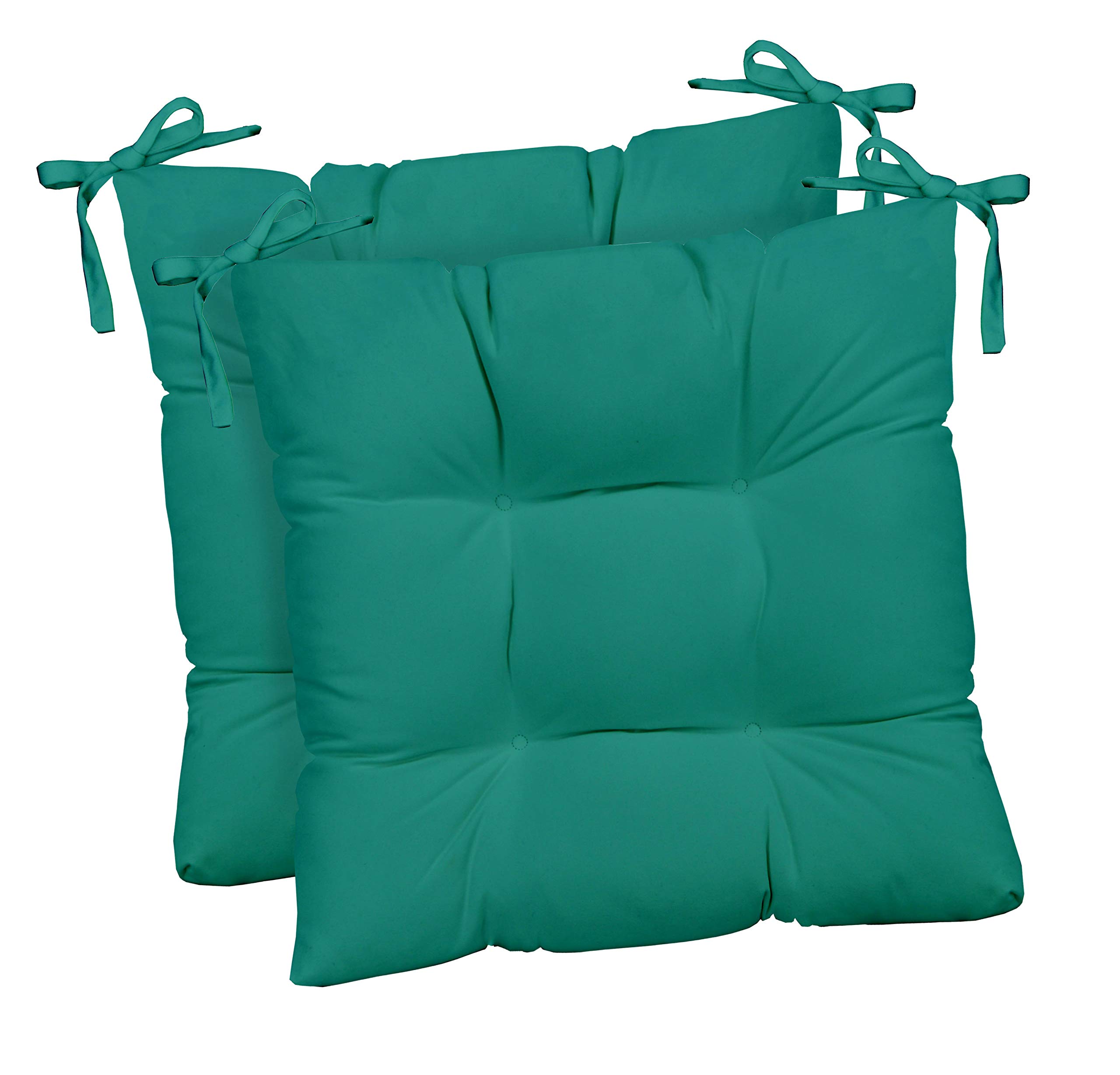 RSH DECOR: 2-Pack Outdoor Tufted Seat Cushions 17x17 Inches, All-Weather Spun Fabric Square Patio Chair Cushions for Garden, Deck, Poolside - Cancun Pattern